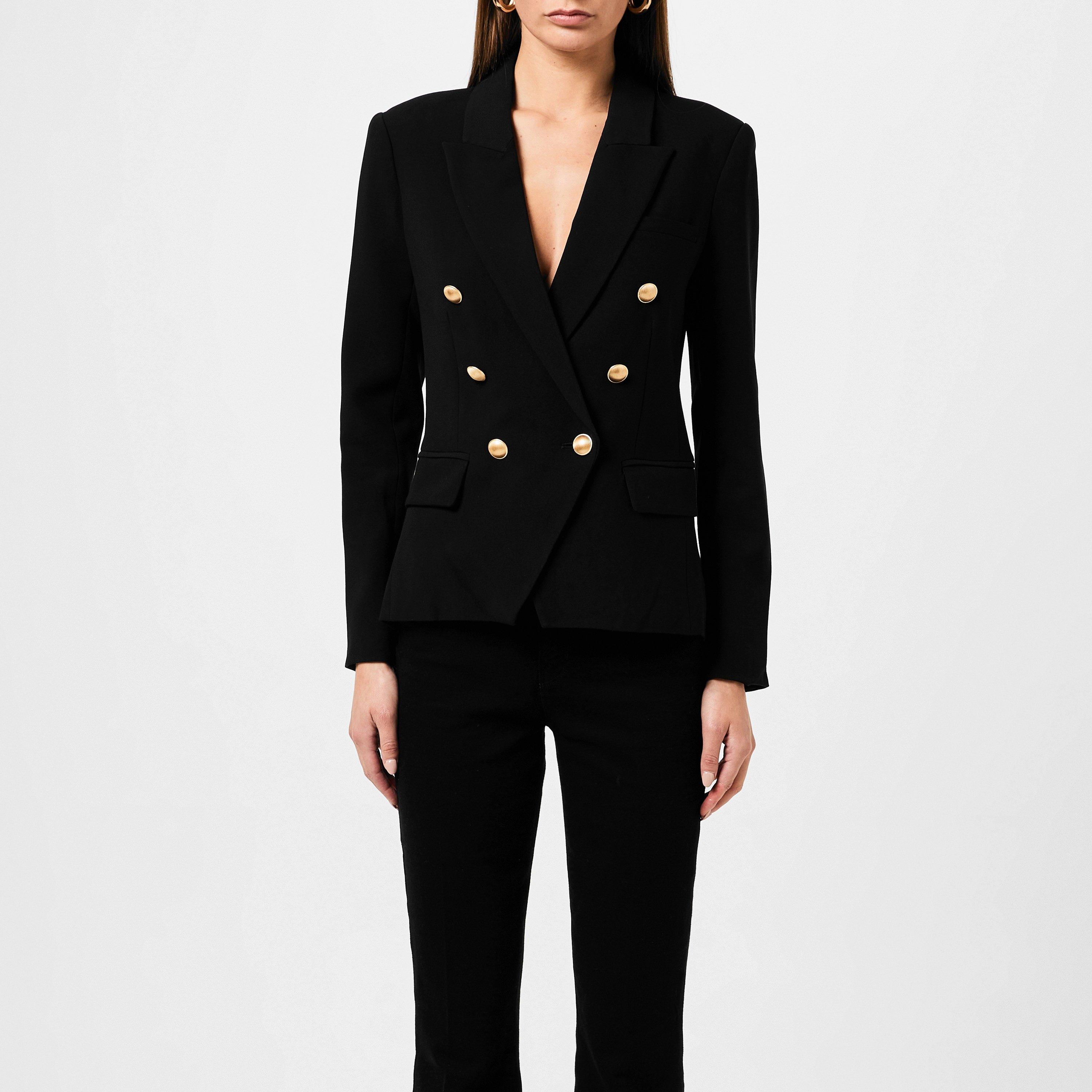 Black - LAgence - Women's Kenzie Double Breasted Long Sleeve Slim Fit Blazer - 1