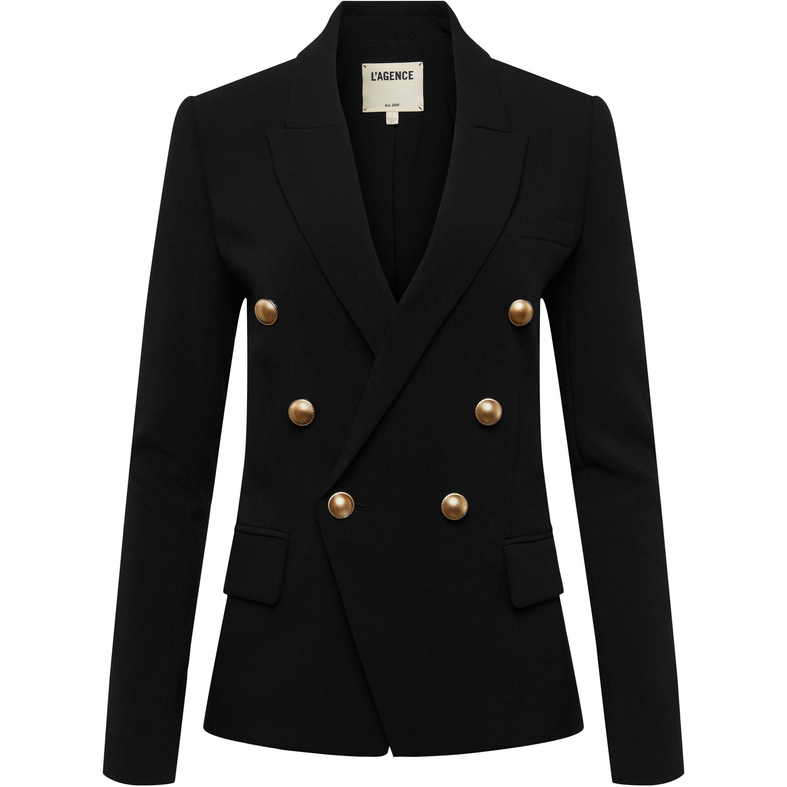 Black - LAgence - Women's Kenzie Double Breasted Long Sleeve Slim Fit Blazer - 5