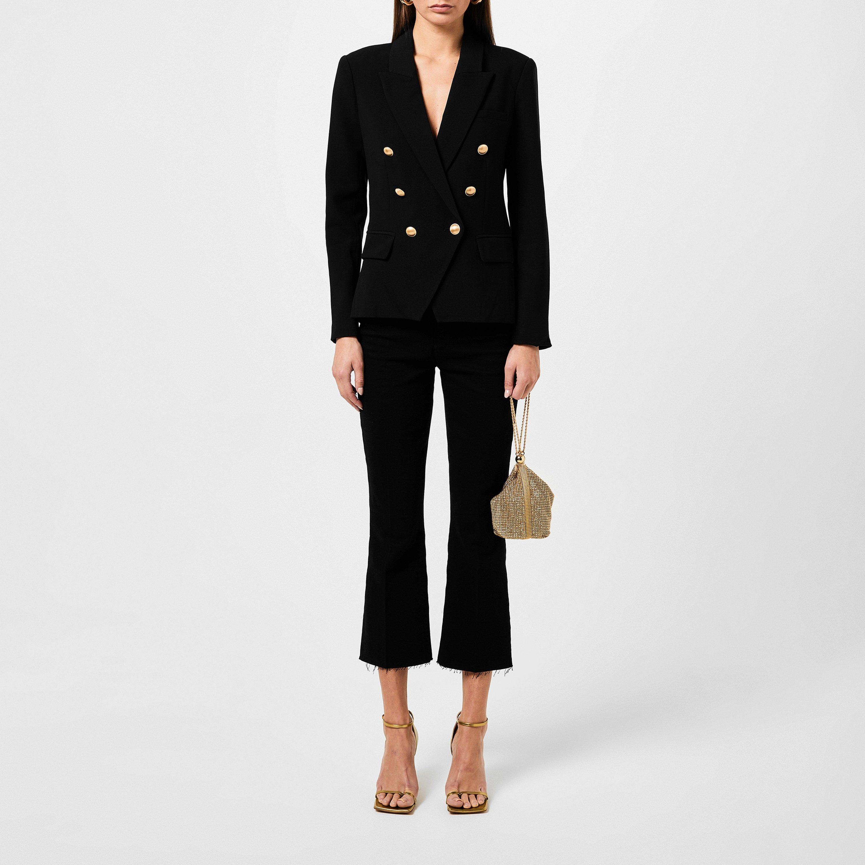 Black - LAgence - Women's Kenzie Double Breasted Long Sleeve Slim Fit Blazer - 4