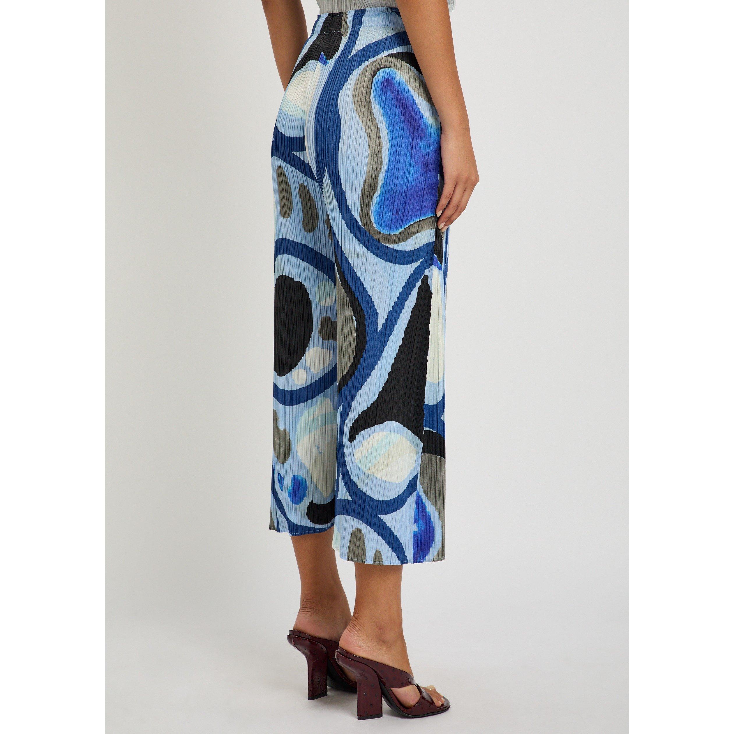 LIGHT BLUE - Issey Miyake - Women's Pleats Please Print Cropped Straight Leg Trousers - 3
