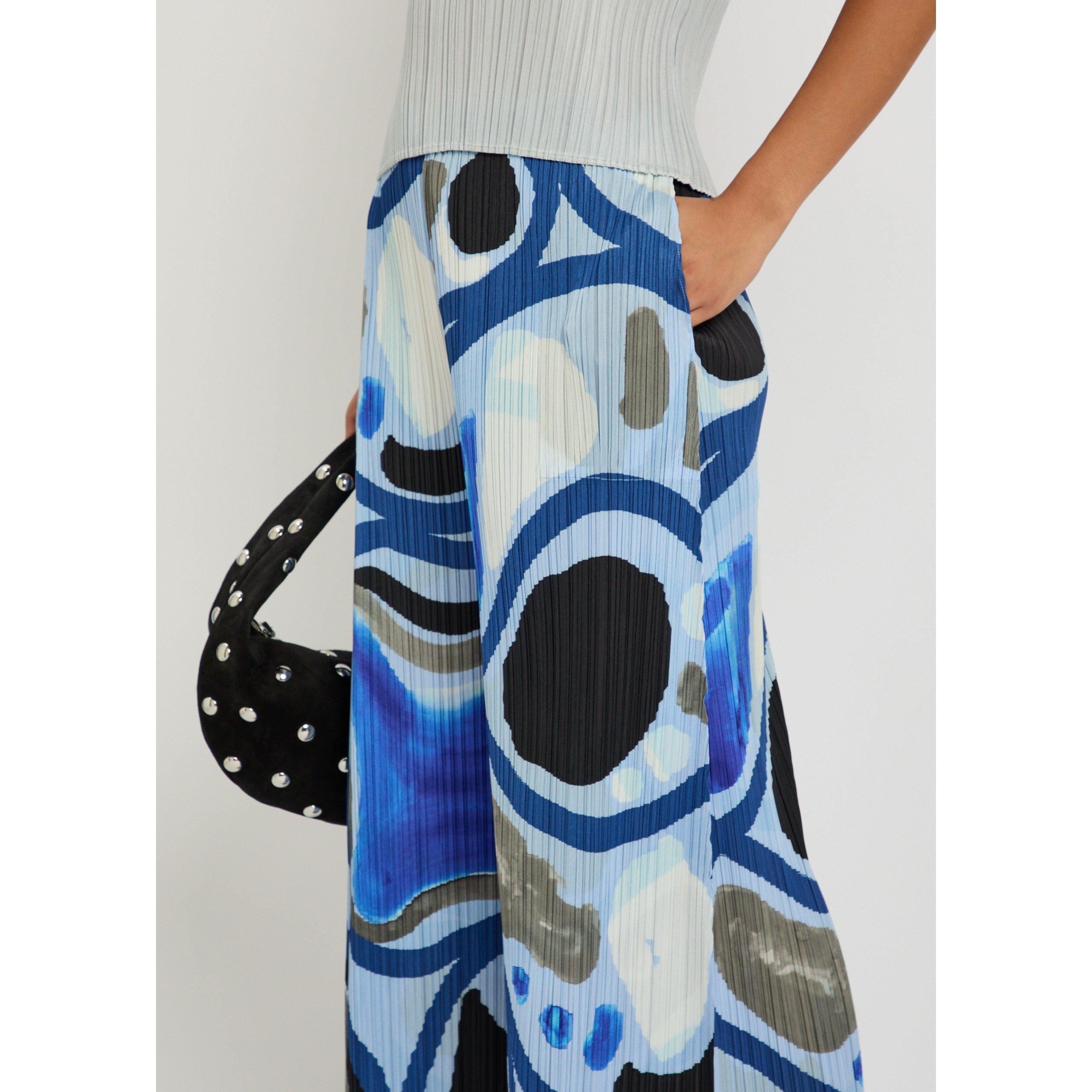 LIGHT BLUE - Issey Miyake - Women's Pleats Please Print Cropped Straight Leg Trousers - 4