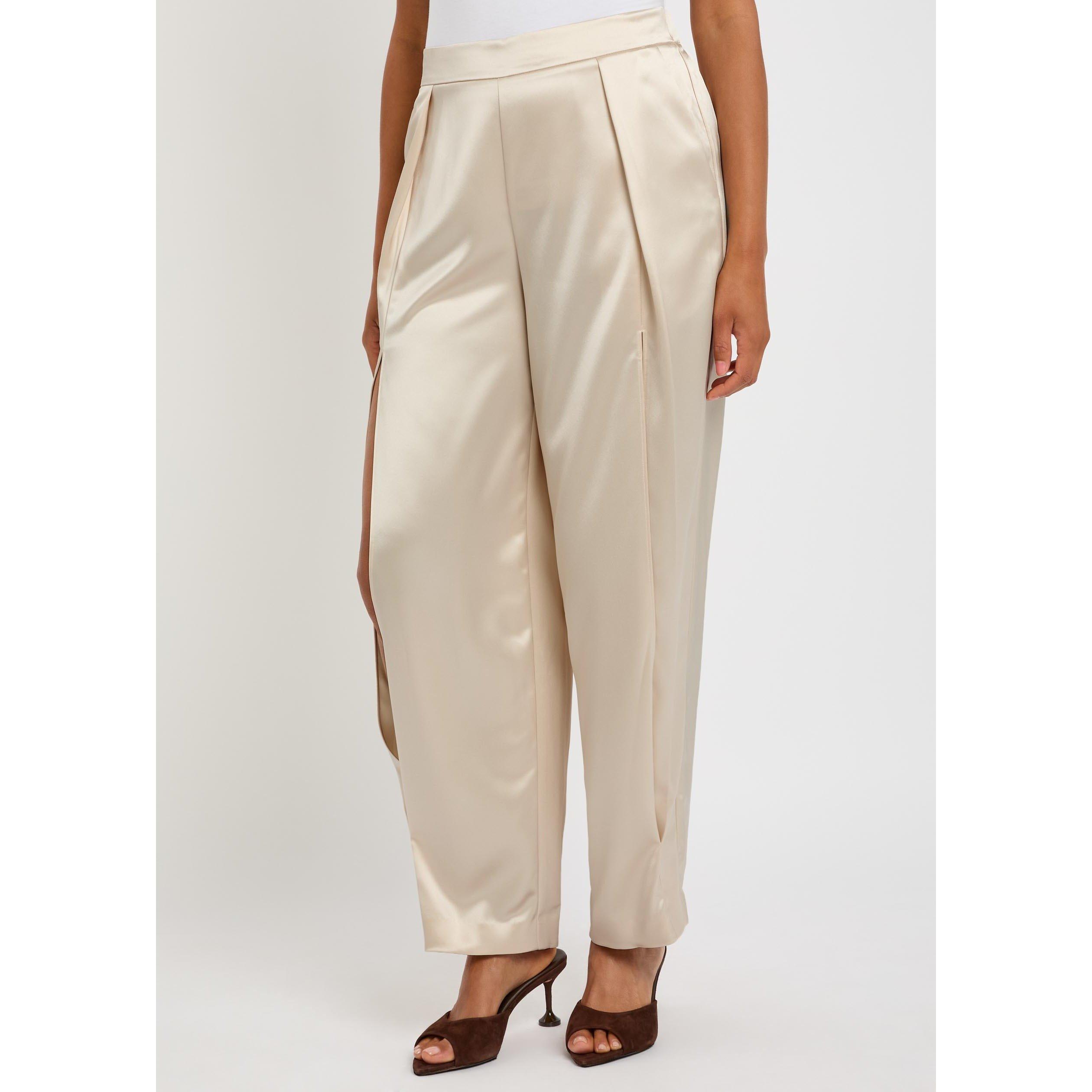 GREY - Jonathan Simkhai - Women's Faye Slit Straight Leg Trousers - 2