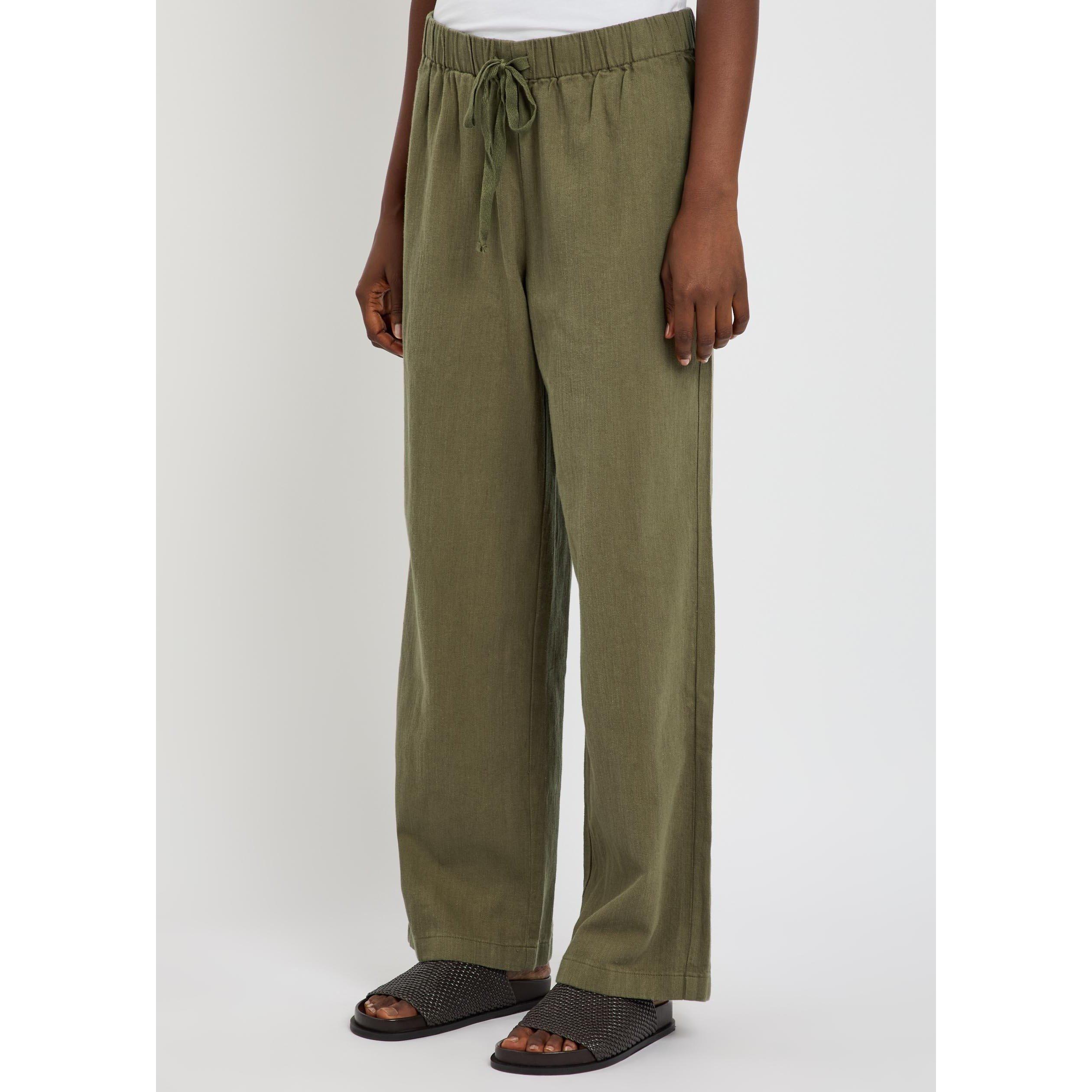 OLIVE - Eileen Fisher - Women's Cotton-Linen Relaxed-Fit Straight Leg Trousers - 2