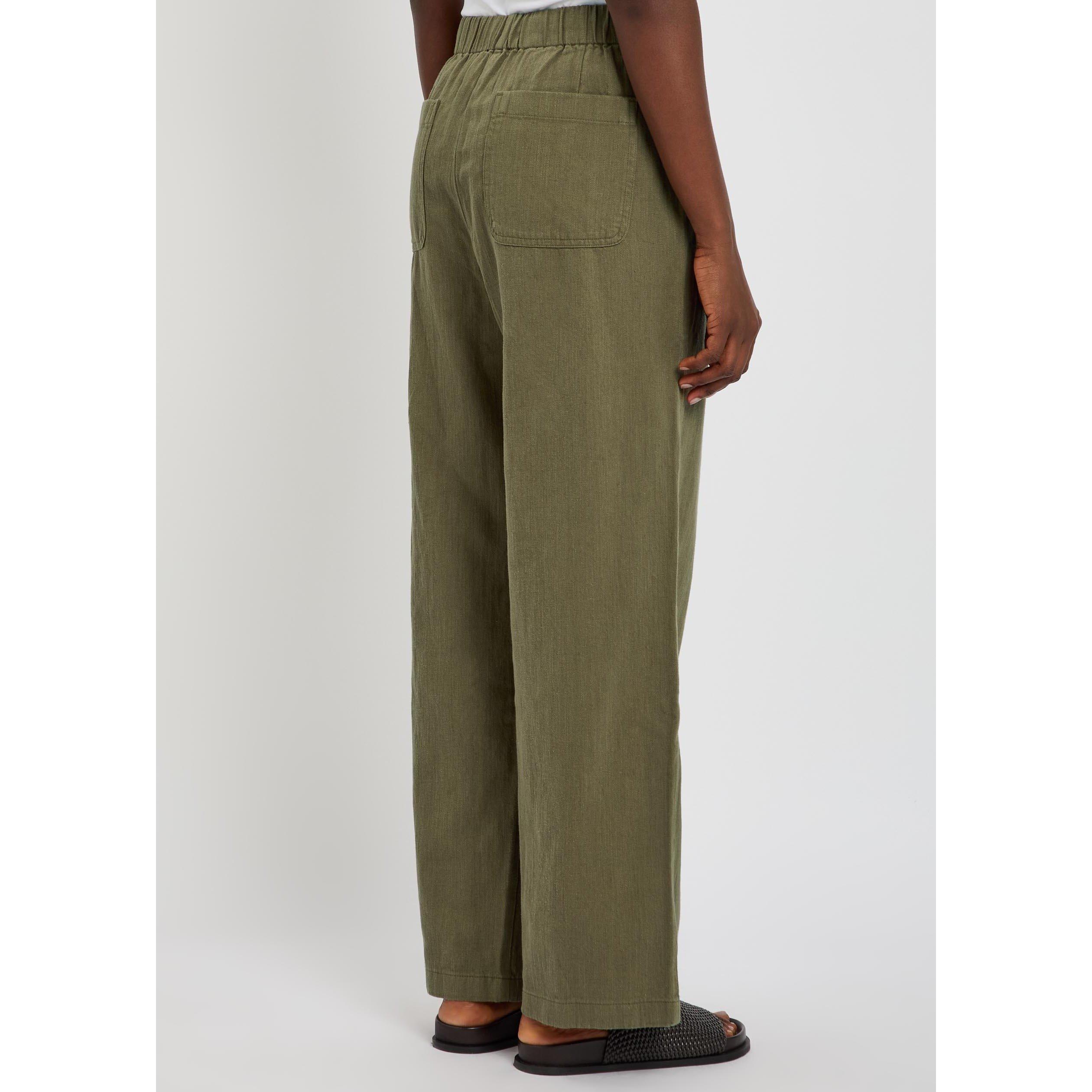 OLIVE - Eileen Fisher - Women's Cotton-Linen Relaxed-Fit Straight Leg Trousers - 3