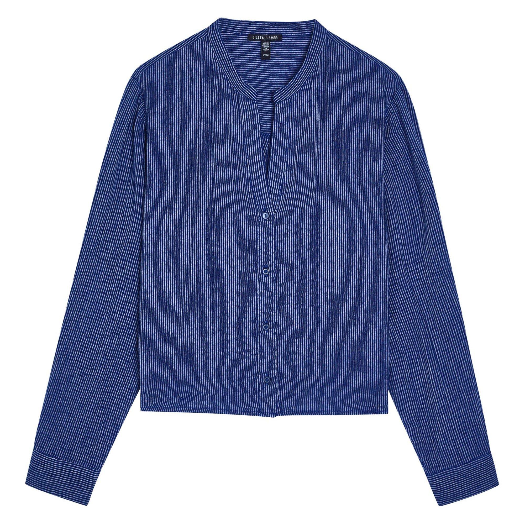 NAVY - Eileen Fisher - S MANDARIN COLLAR CUT-AWA