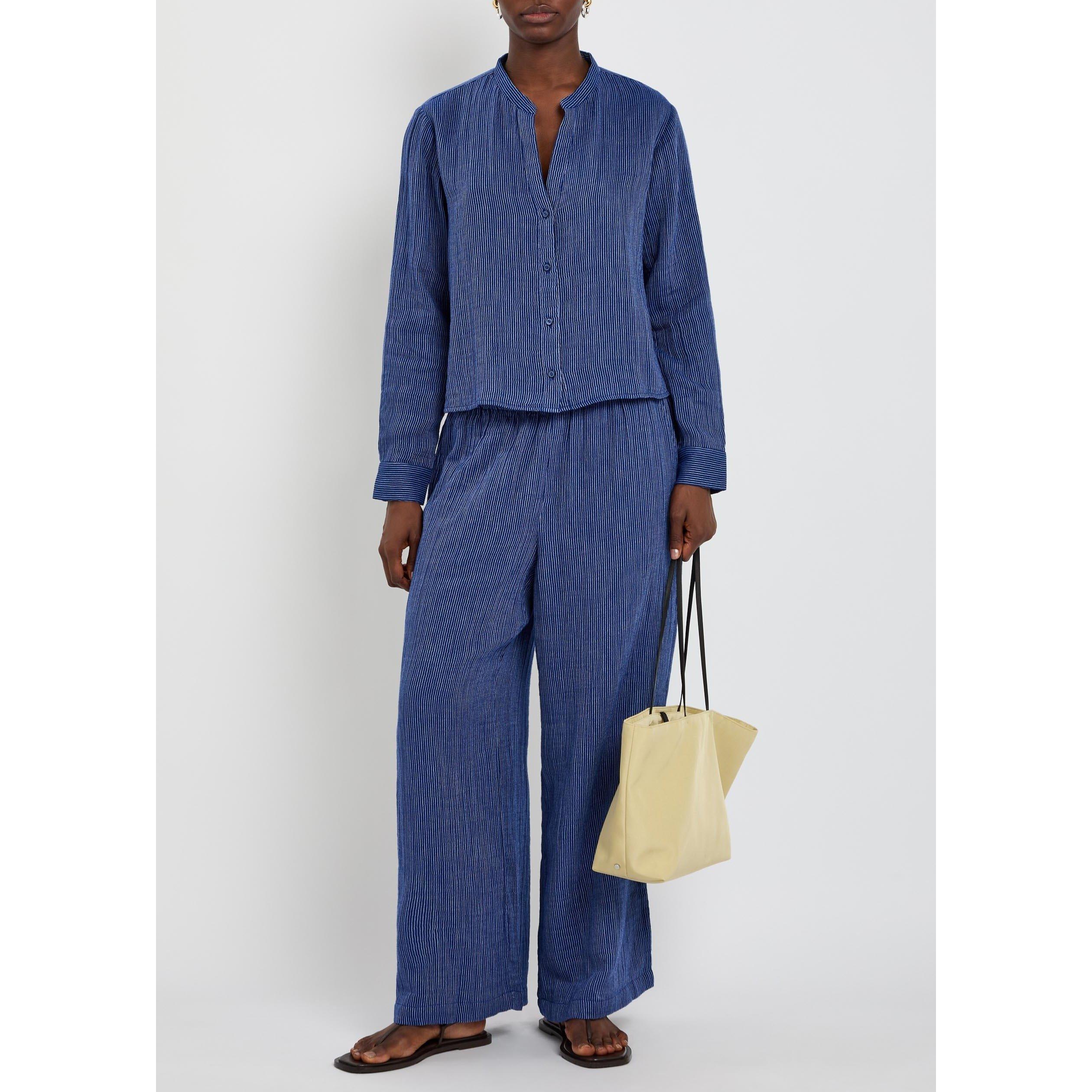 NAVY - Eileen Fisher - S MANDARIN COLLAR CUT-AWAY SHO - 5