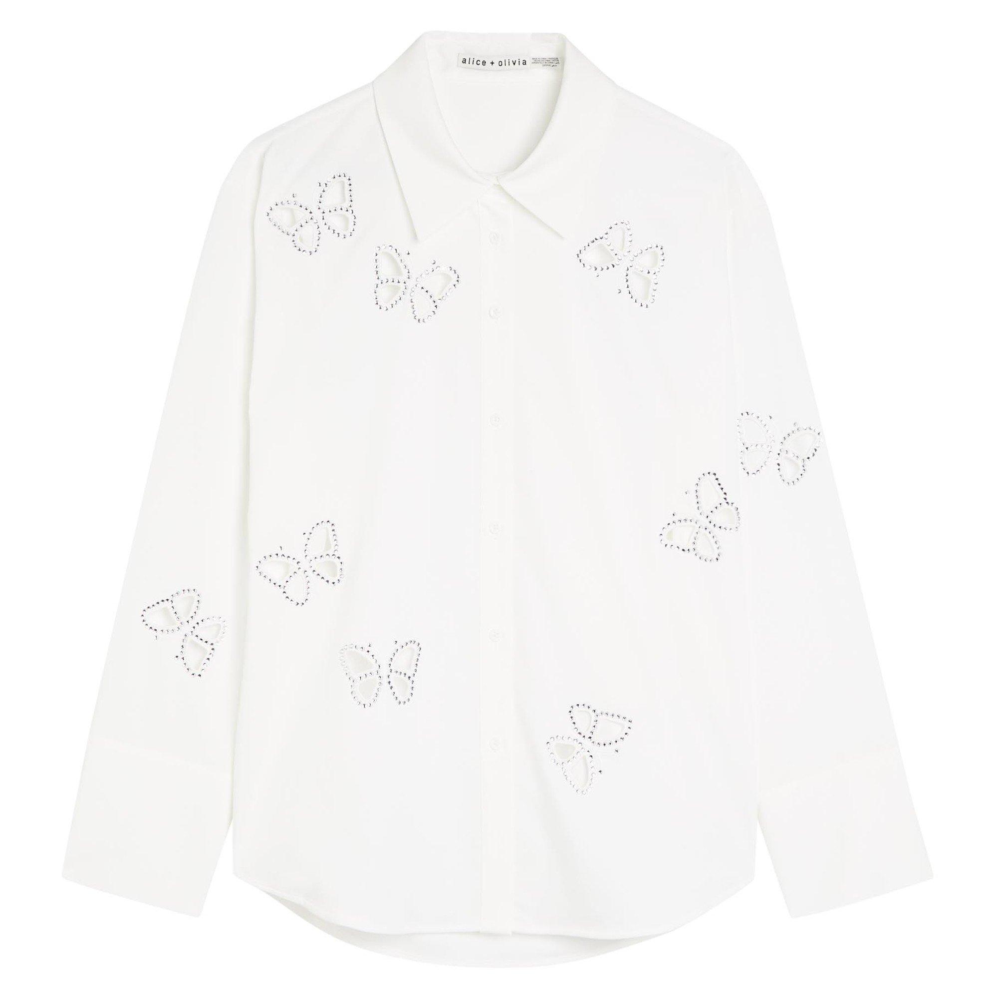 WHITE AND OTHER - Alice And Olivia - SB Finely Embell Buttondown - 1