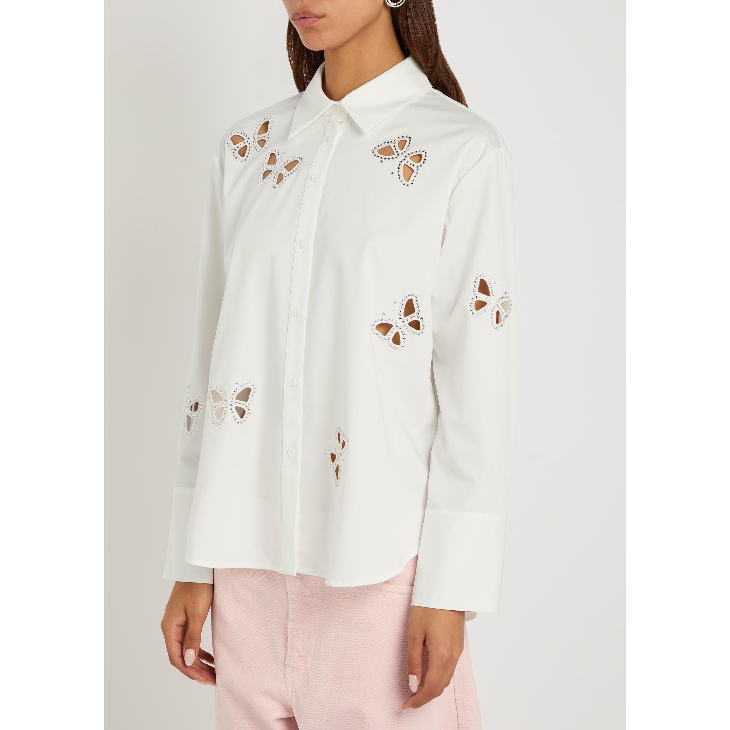 WHITE AND OTHER - Alice And Olivia - SB Finely Embell Buttondown - 2