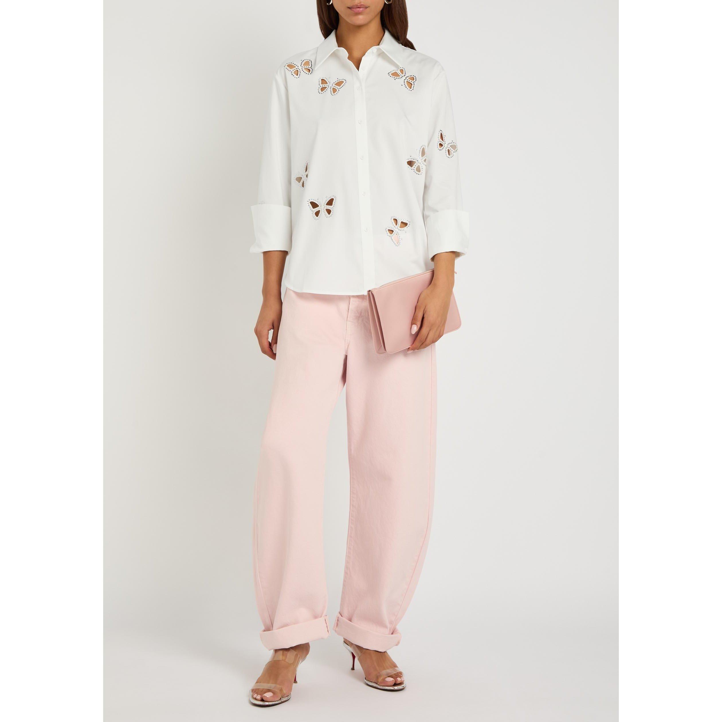 WHITE AND OTHER - Alice And Olivia - SB Finely Embell Buttondown - 5