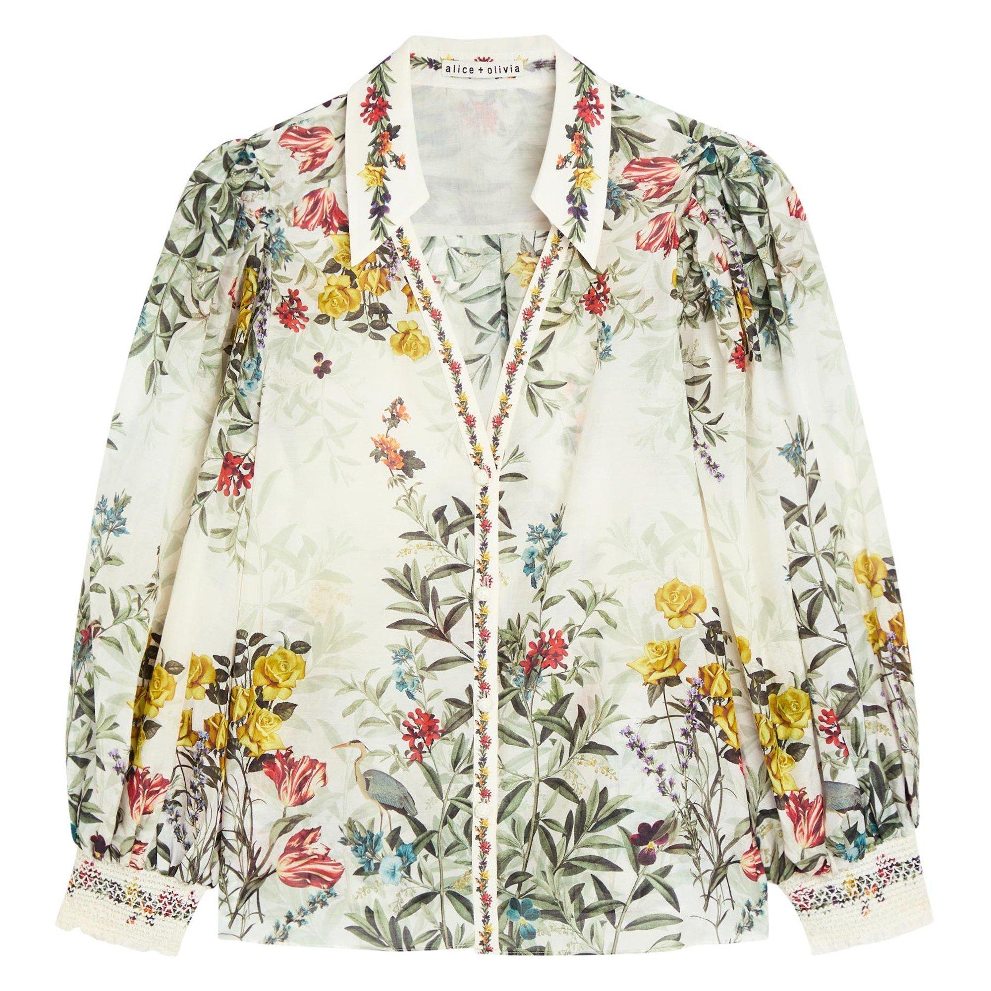 WHITE AND OTHER - Alice And Olivia - SB Charis Cropped Blouse