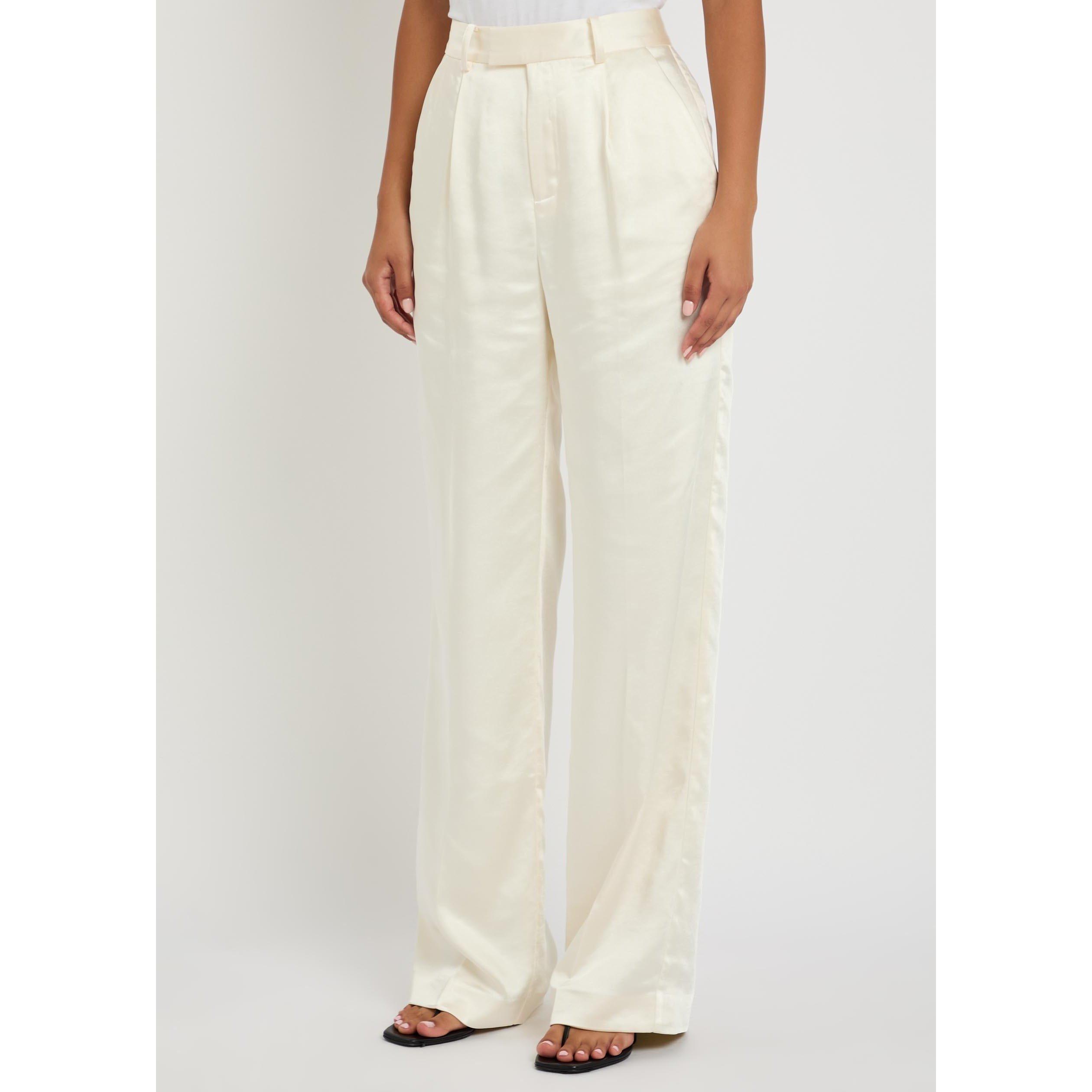 CREAM - Self Portrait - Women's High-Waisted Straight Leg Trousers - 2