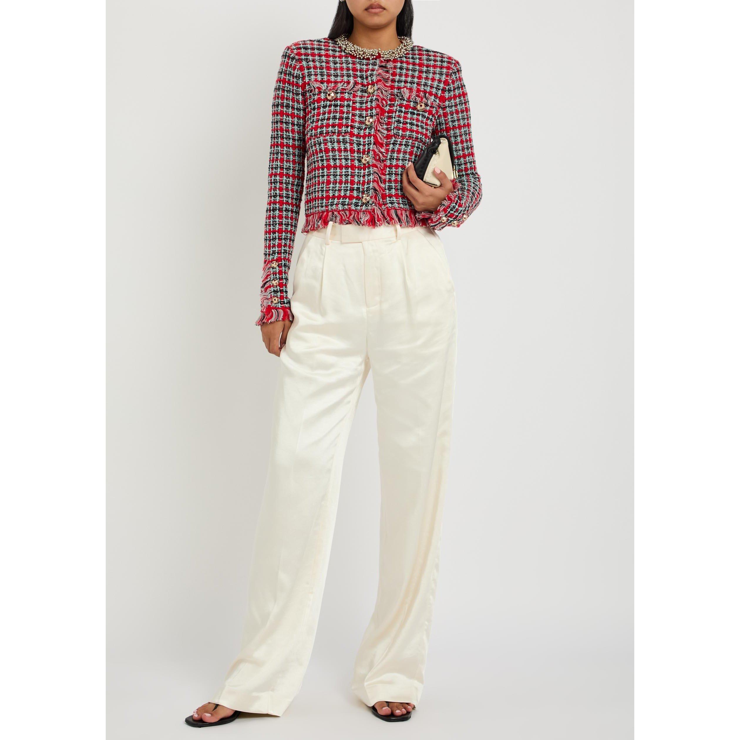 CREAM - Self Portrait - Women's High-Waisted Straight Leg Trousers - 5