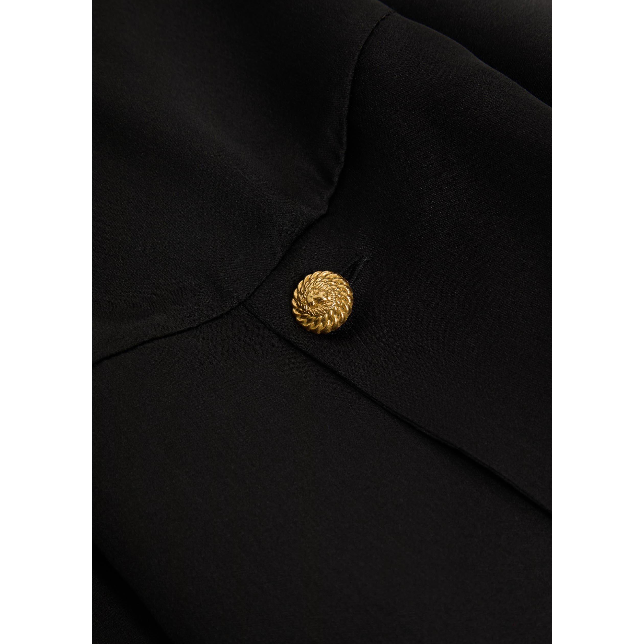 BLACK - Balmain - OPEN NECK SILK SHIRT - 4
