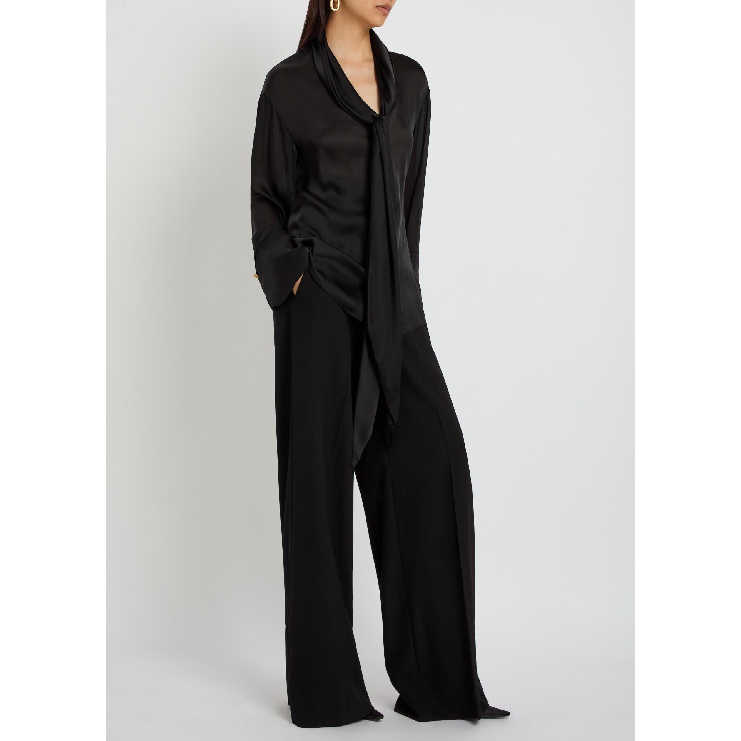 BLACK - Balmain - OPEN NECK SILK SHIRT - 5