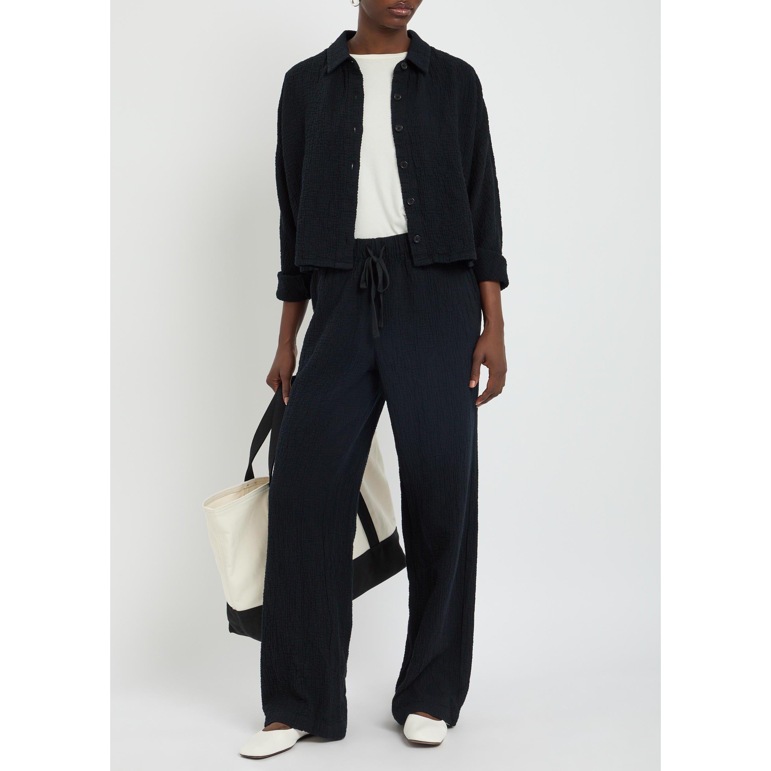 BLACK - Eileen Fisher - Women's Cotton Straight Leg Trousers - 5