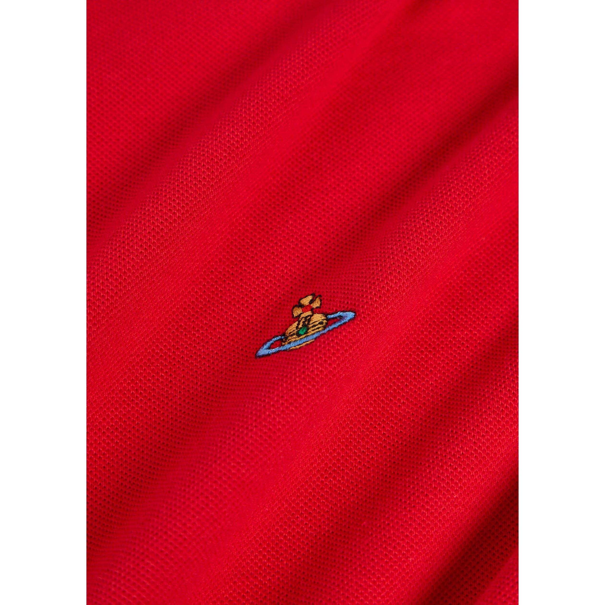 RED - Vivienne Westwood - Men's Cotton Long-Sleeve Oversized-Fit Polo Shirt - 4