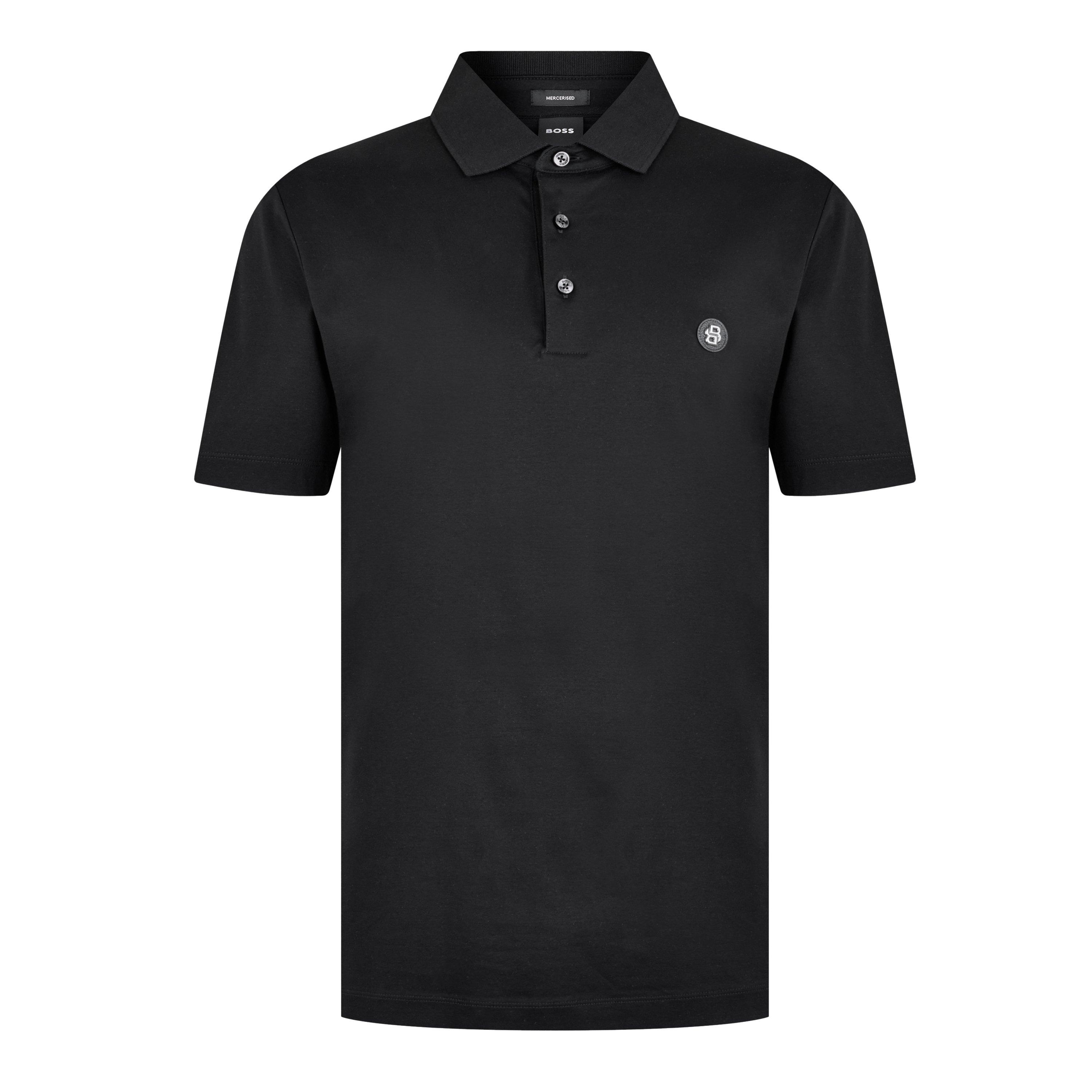 Boss Men's Black Parris Polo Signature Monogram Shirt - Black 001 - Small