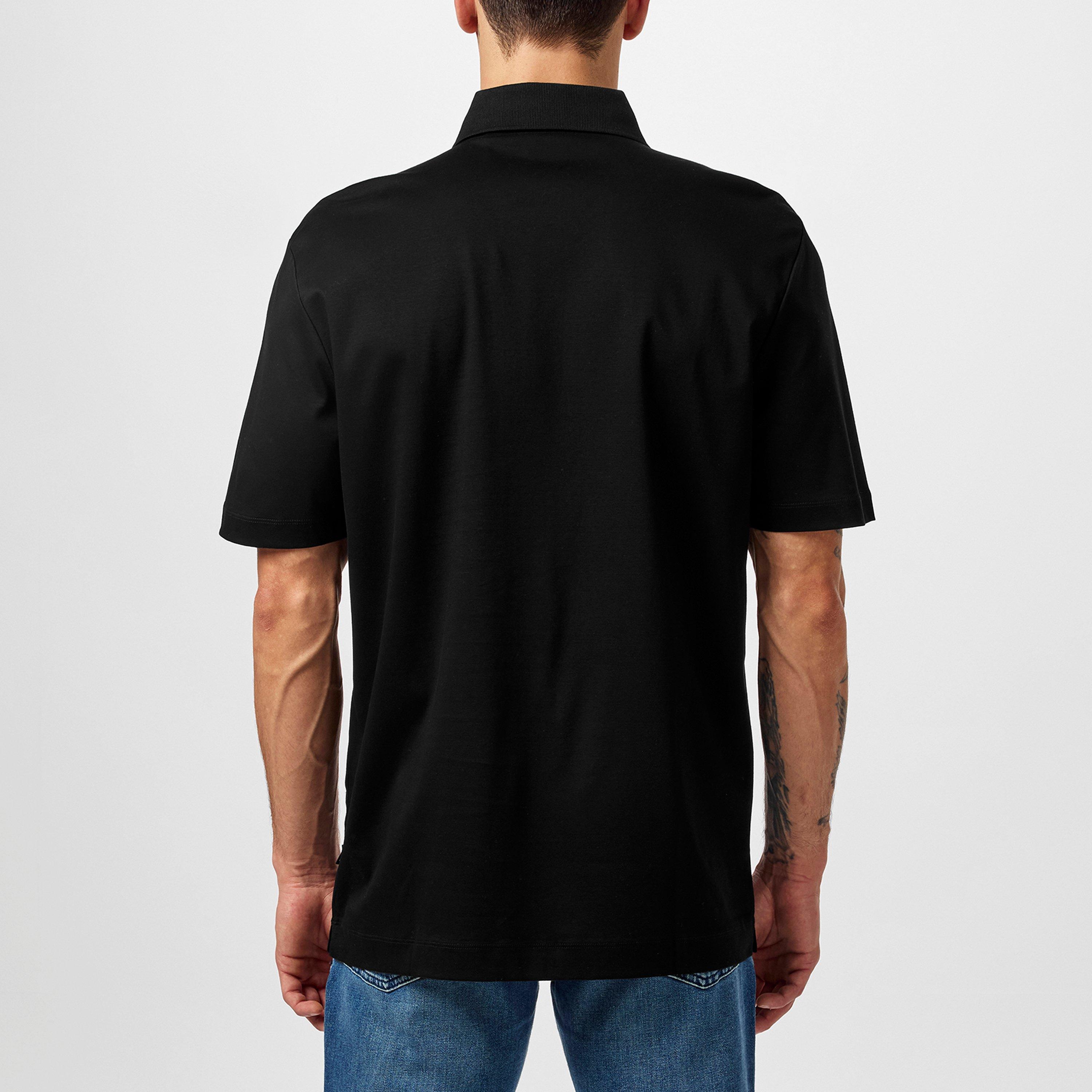 Black 001 - Boss - Men's Black Cotton Short Sleeve Polo Shirt - 4