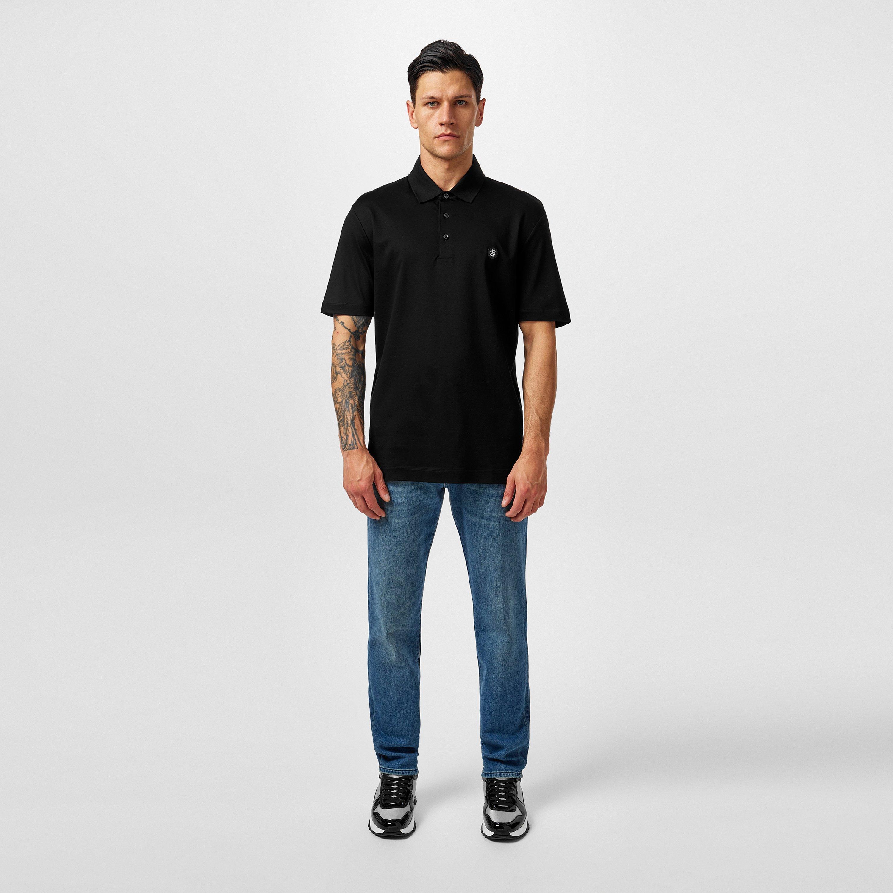 Black 001 - Boss - Men's Black Cotton Short Sleeve Polo Shirt - 5
