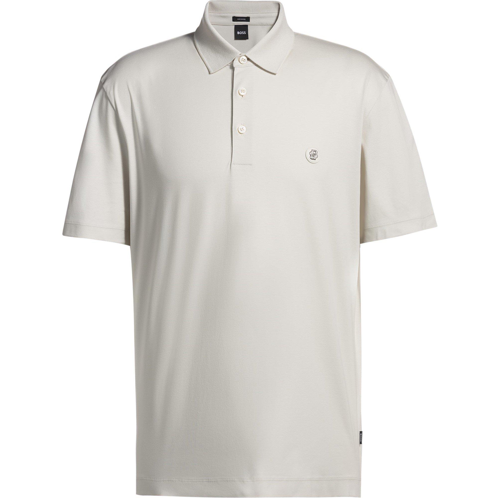 Boss Men's Black Parris Polo Signature Monogram Shirt - Open White 131 - X Large