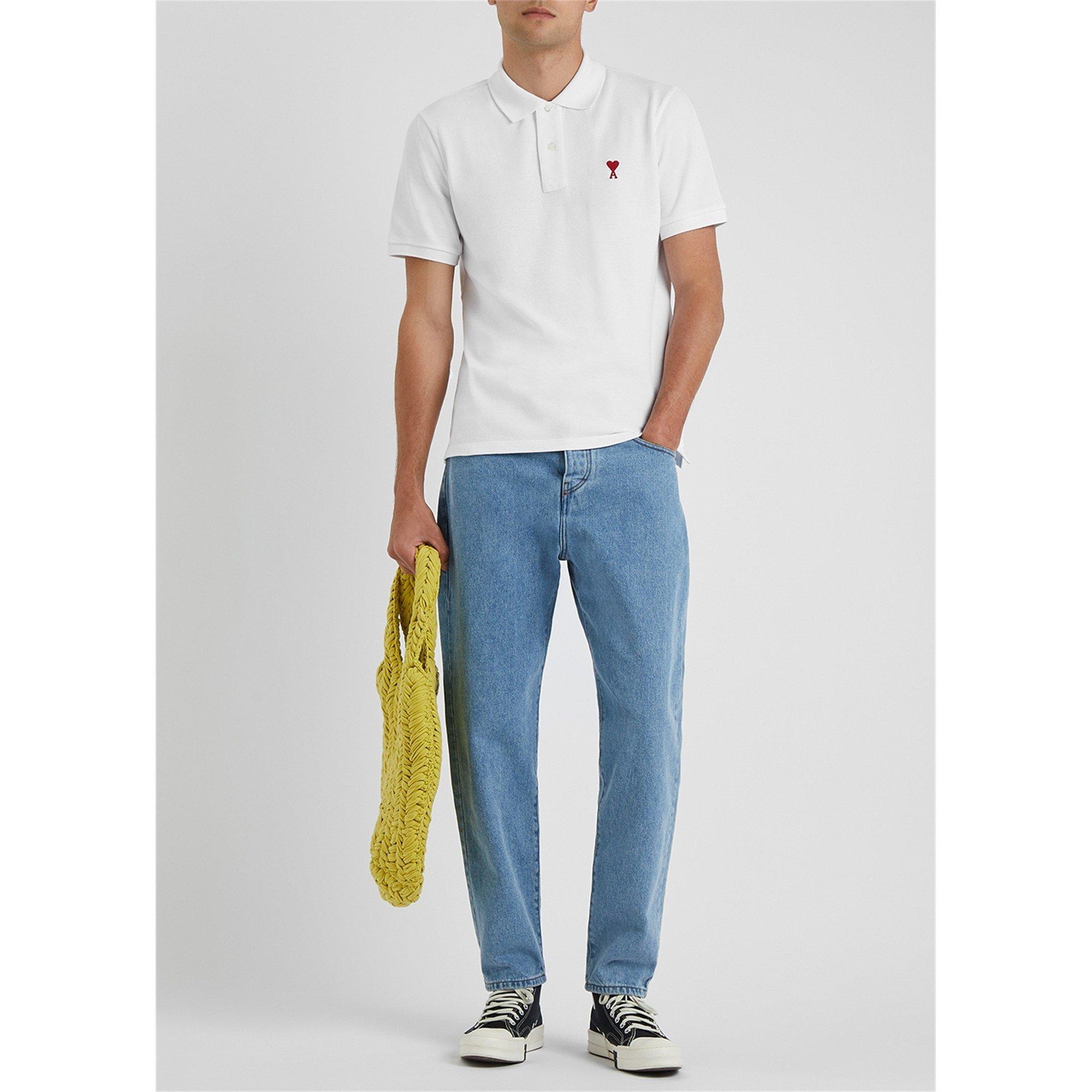 WHITE - AMI Paris - AMI SMALL ADC POLO SHIRT - 5