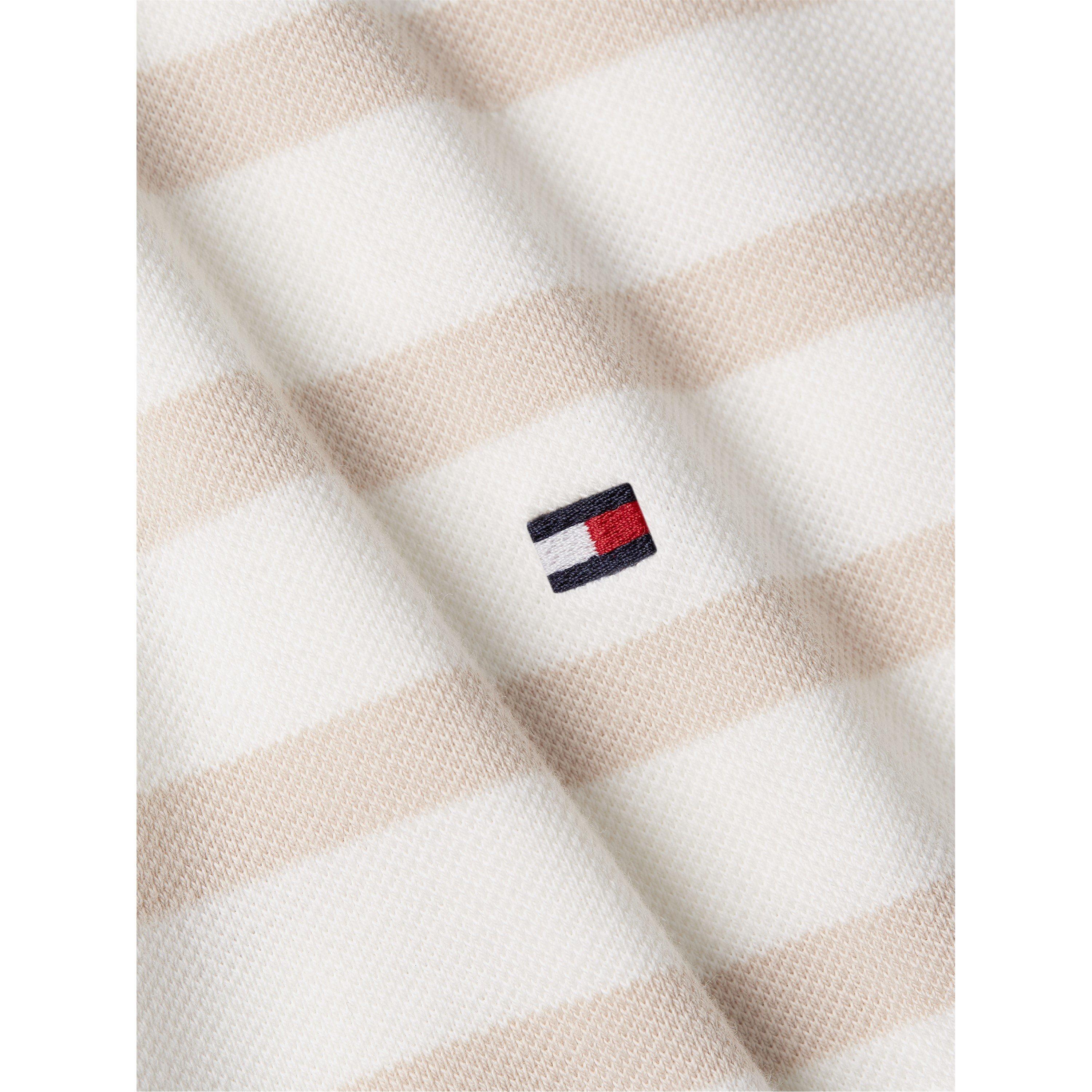 Ecru/Beige - Tommy Hilfiger - Women's Pique Stripe Short-Sleeve Polo Shirt - 3