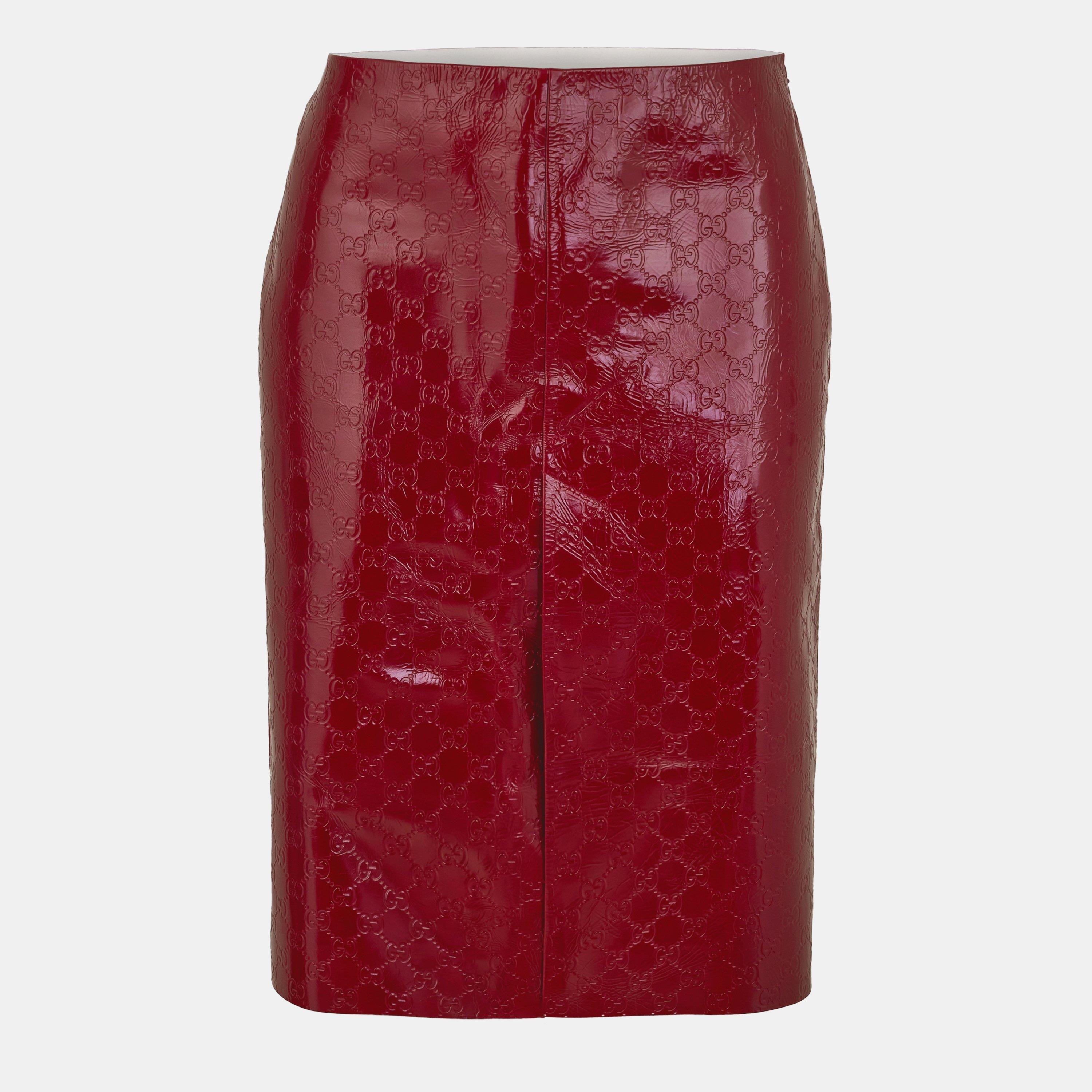New Red - Gucci - GG Embossed Mid-Length Skirt - 1