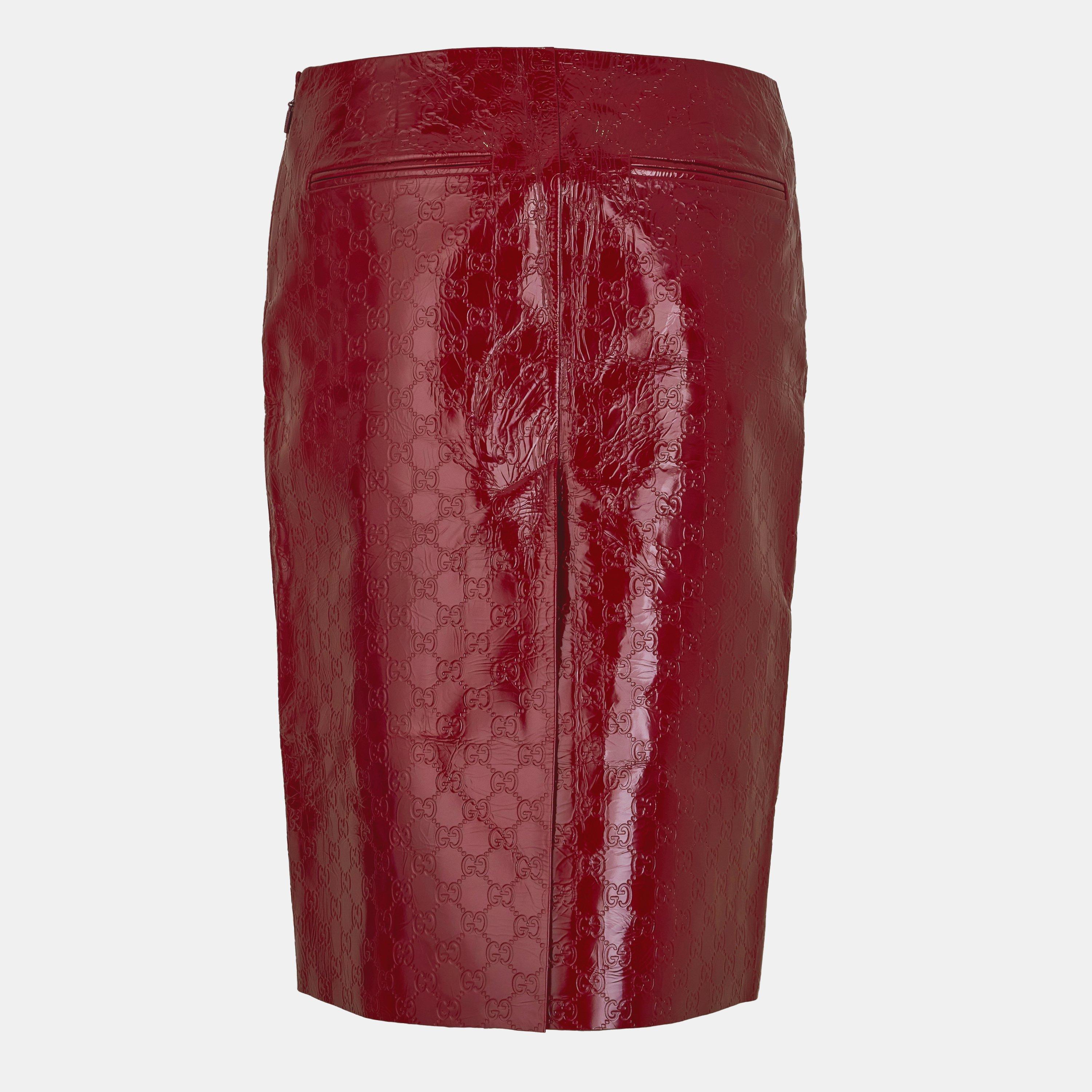 New Red - Gucci - GG Embossed Mid-Length Skirt - 2