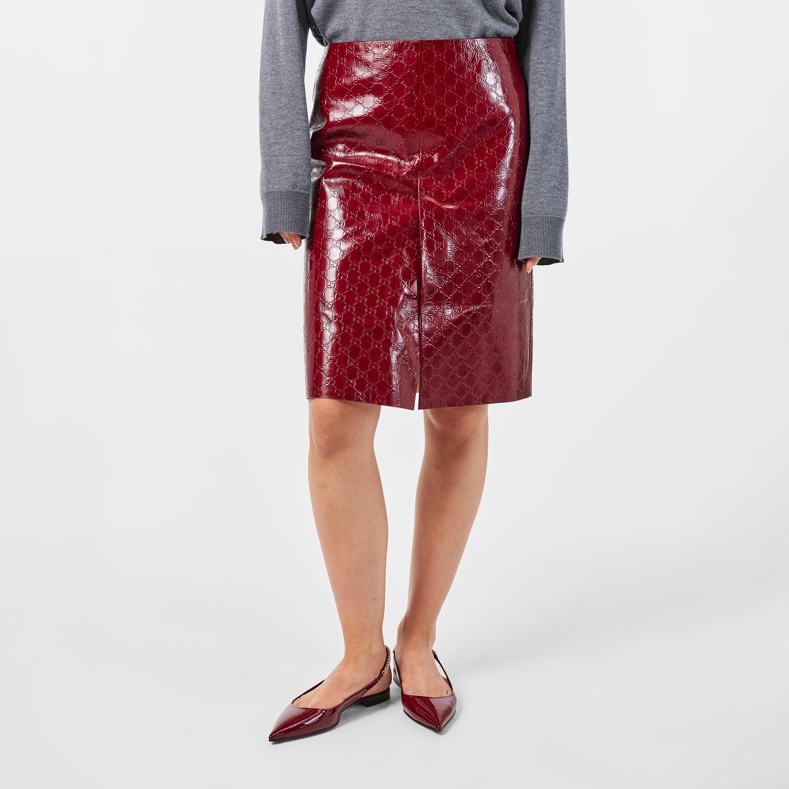 New Red - Gucci - GG Embossed Mid-Length Skirt - 3