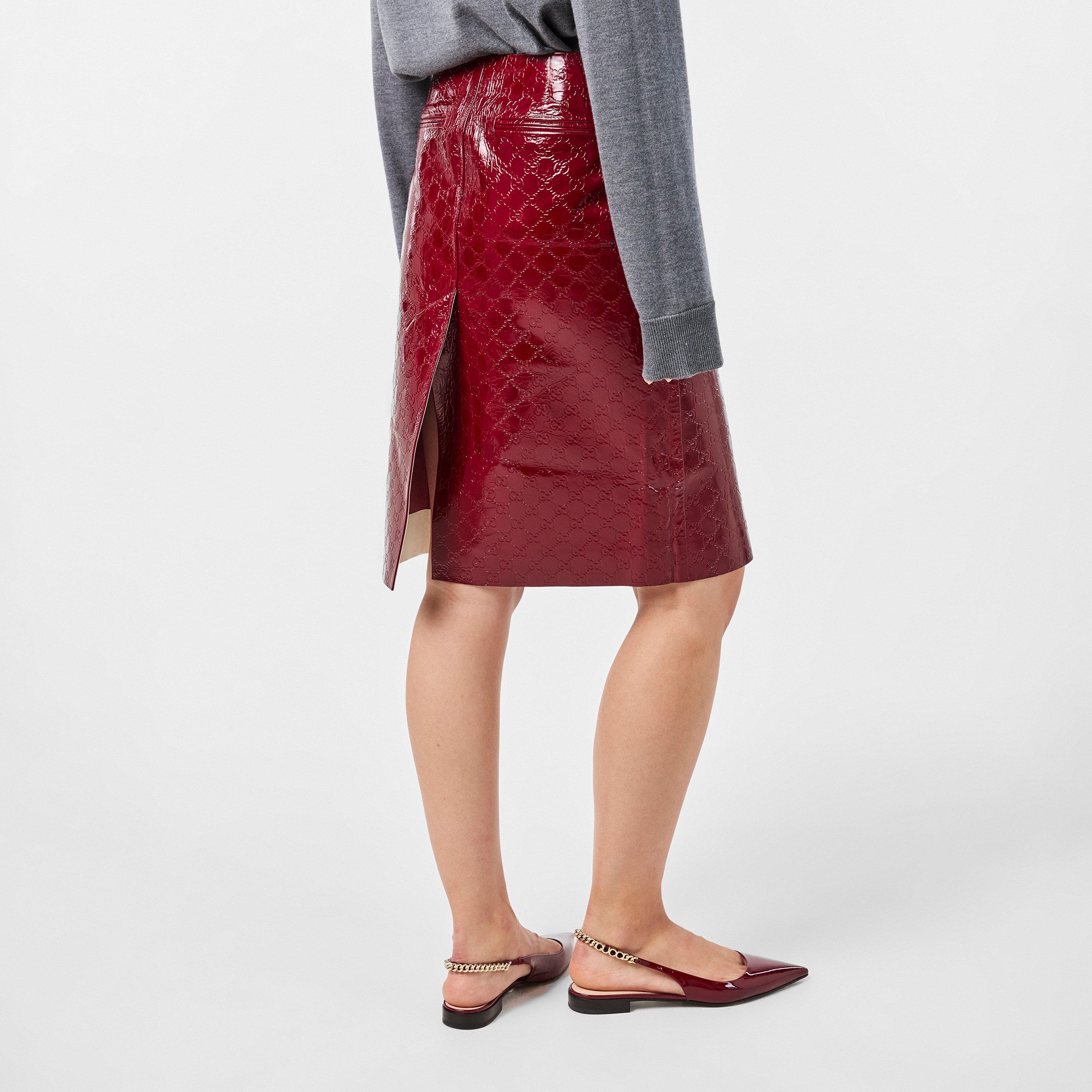 New Red - Gucci - GG Embossed Mid-Length Skirt - 4