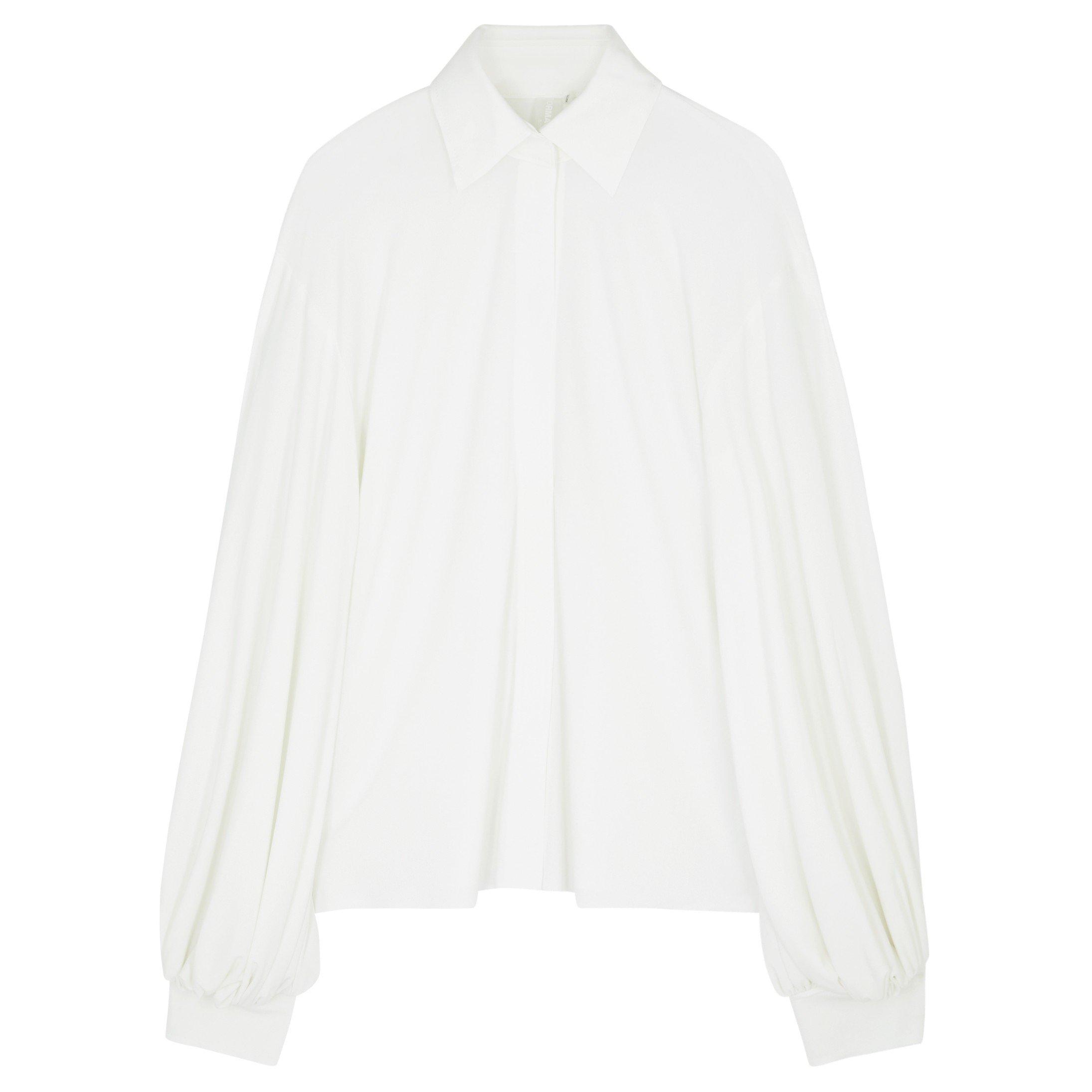 WHITE - Norma Kamali - S FULL SLV NK COLLARED SHIRT - 1