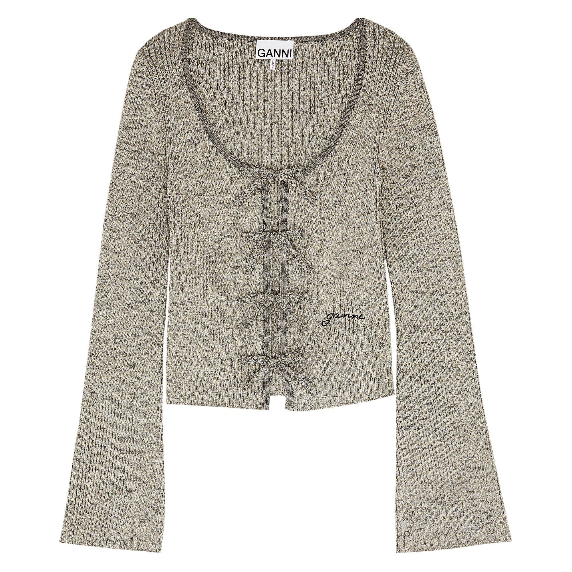 SILVER - Ganni - SH Sparkle Rib Blouse - 1