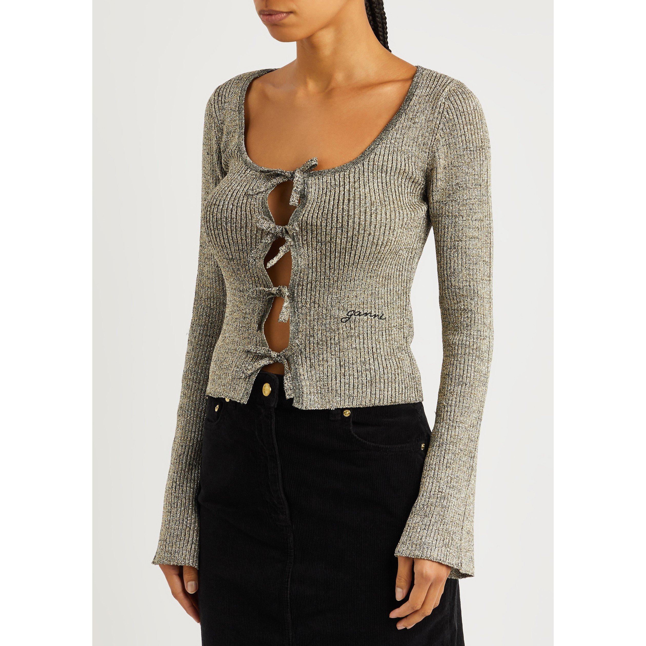 SILVER - Ganni - SH Sparkle Rib Blouse - 2