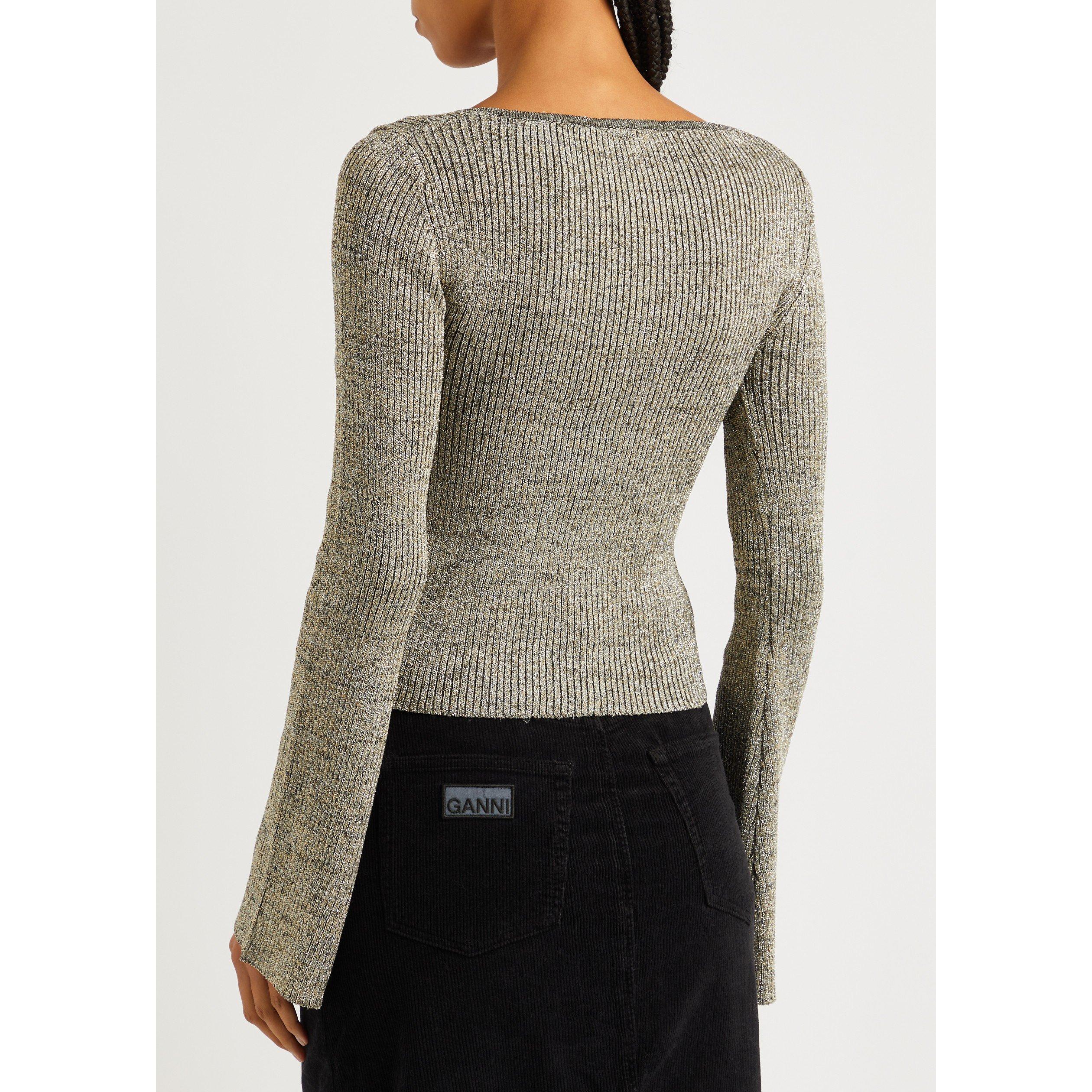 SILVER - Ganni - SH Sparkle Rib Blouse - 3
