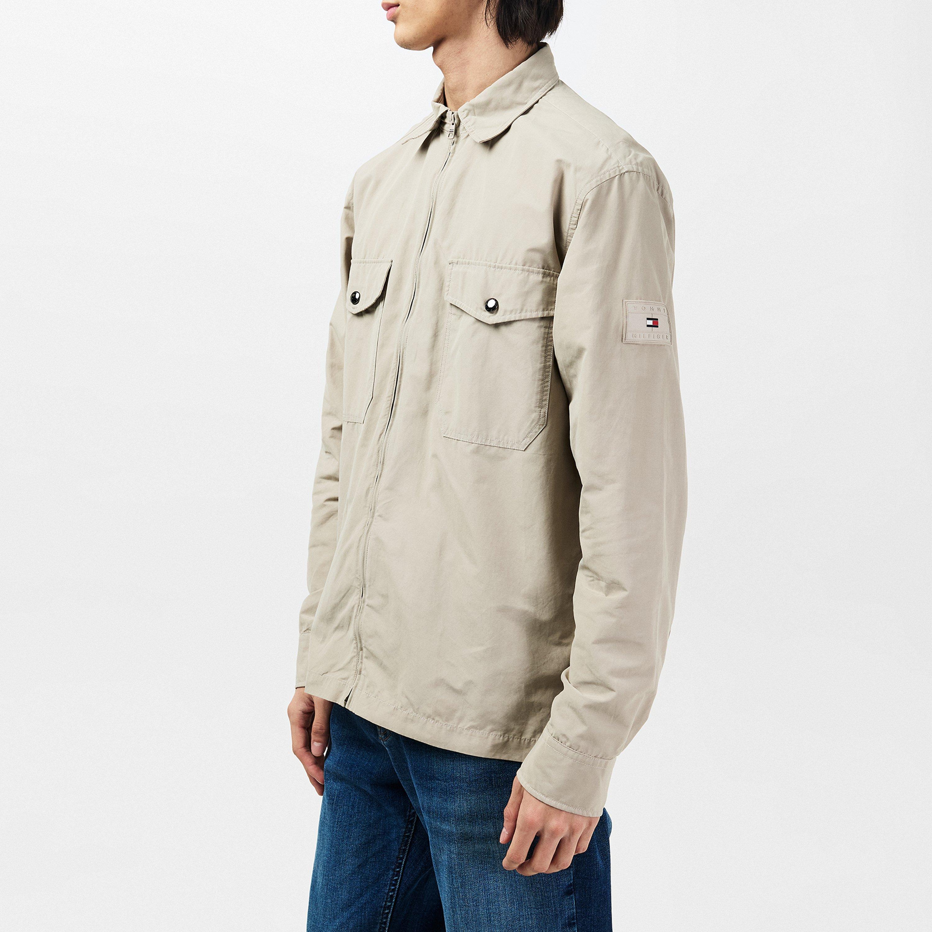 Stone - Tommy Hilfiger - Men's Paper Touch Textured Lightweight Overshirt - 2