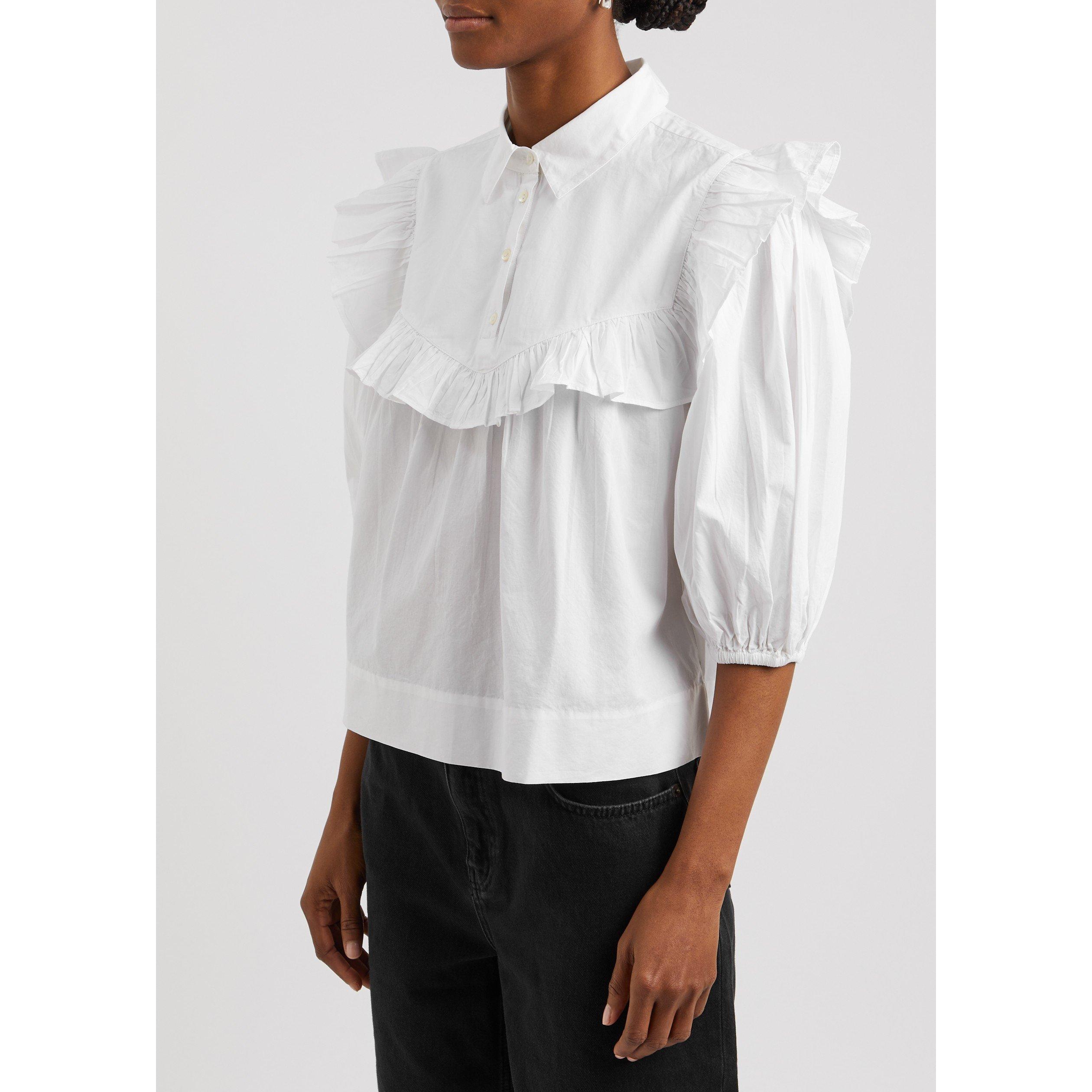 WHITE - Skall Studio - T IPANI FRILLBIB 3/4 SLV TOP - 2