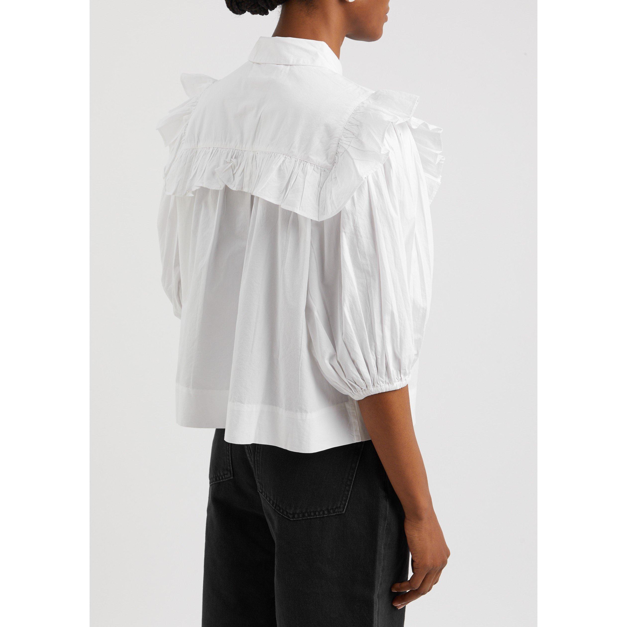 WHITE - Skall Studio - T IPANI FRILLBIB 3/4 SLV TOP - 3
