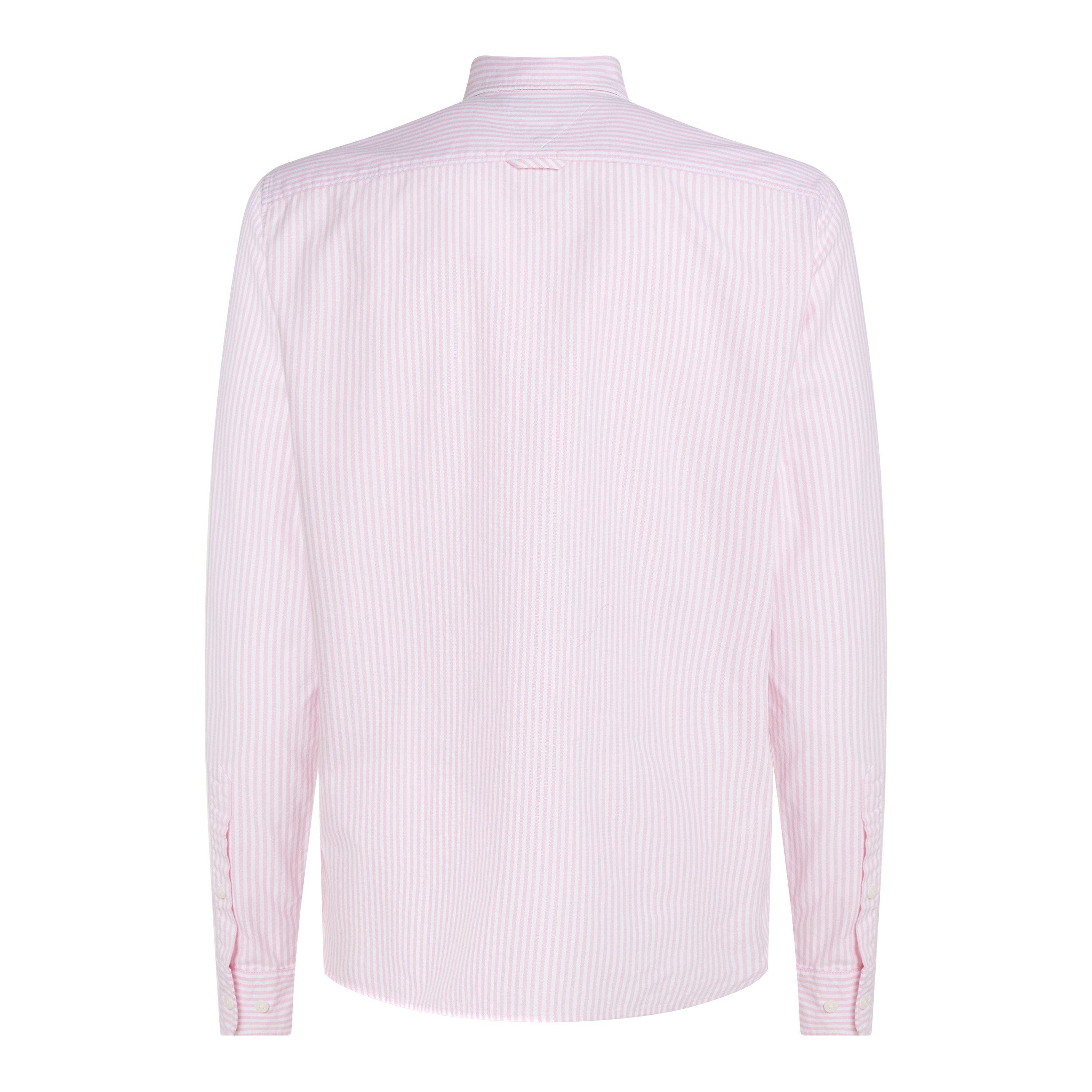 Pink/White - Tommy Hilfiger - Men's Oxford Striped Long-Sleeve Patterned Shirt - 2