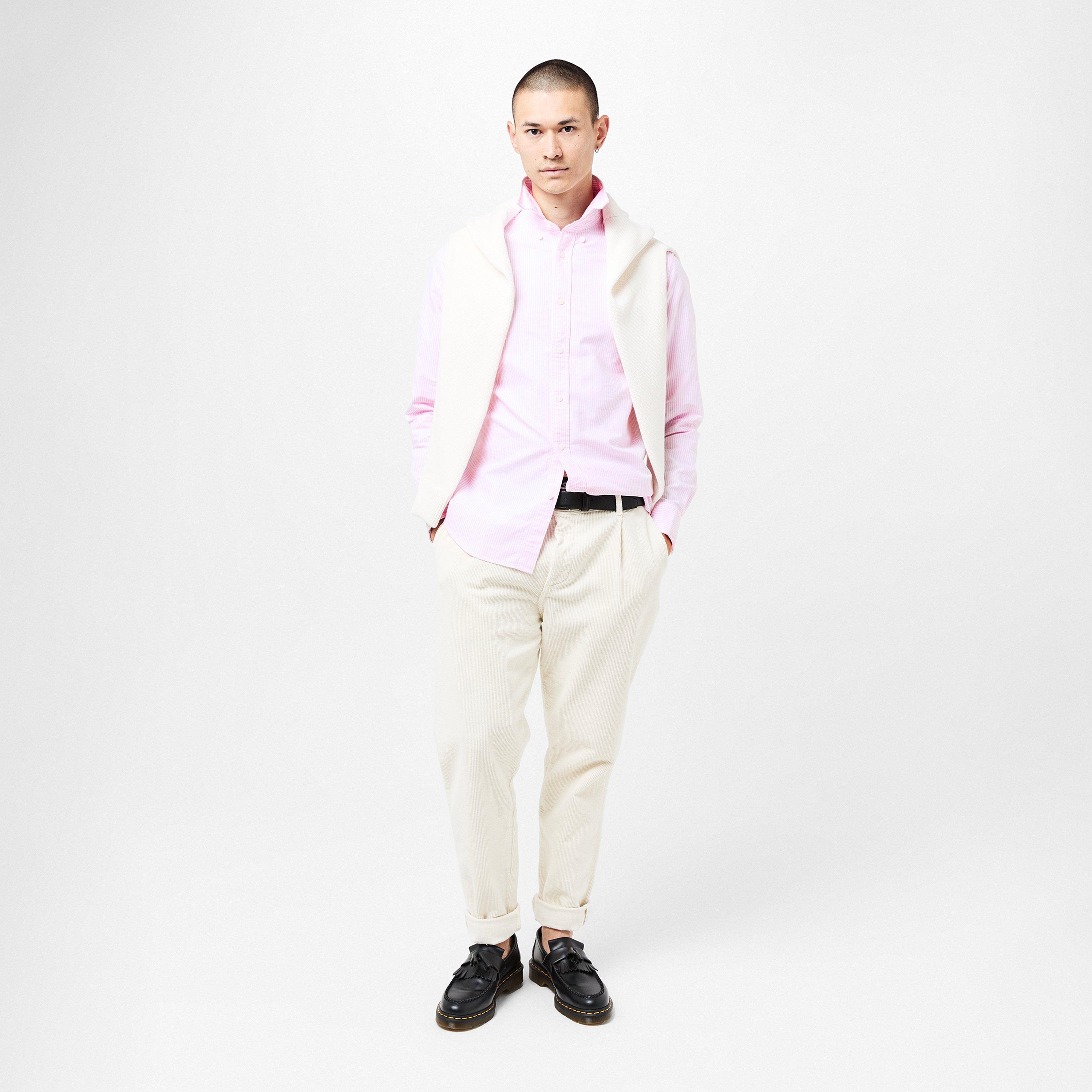 Pink/White - Tommy Hilfiger - Men's Oxford Striped Long-Sleeve Patterned Shirt - 6