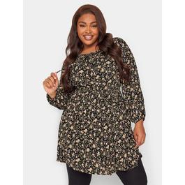 YOURS Curve Floral Crinkle Gypsy Tunic