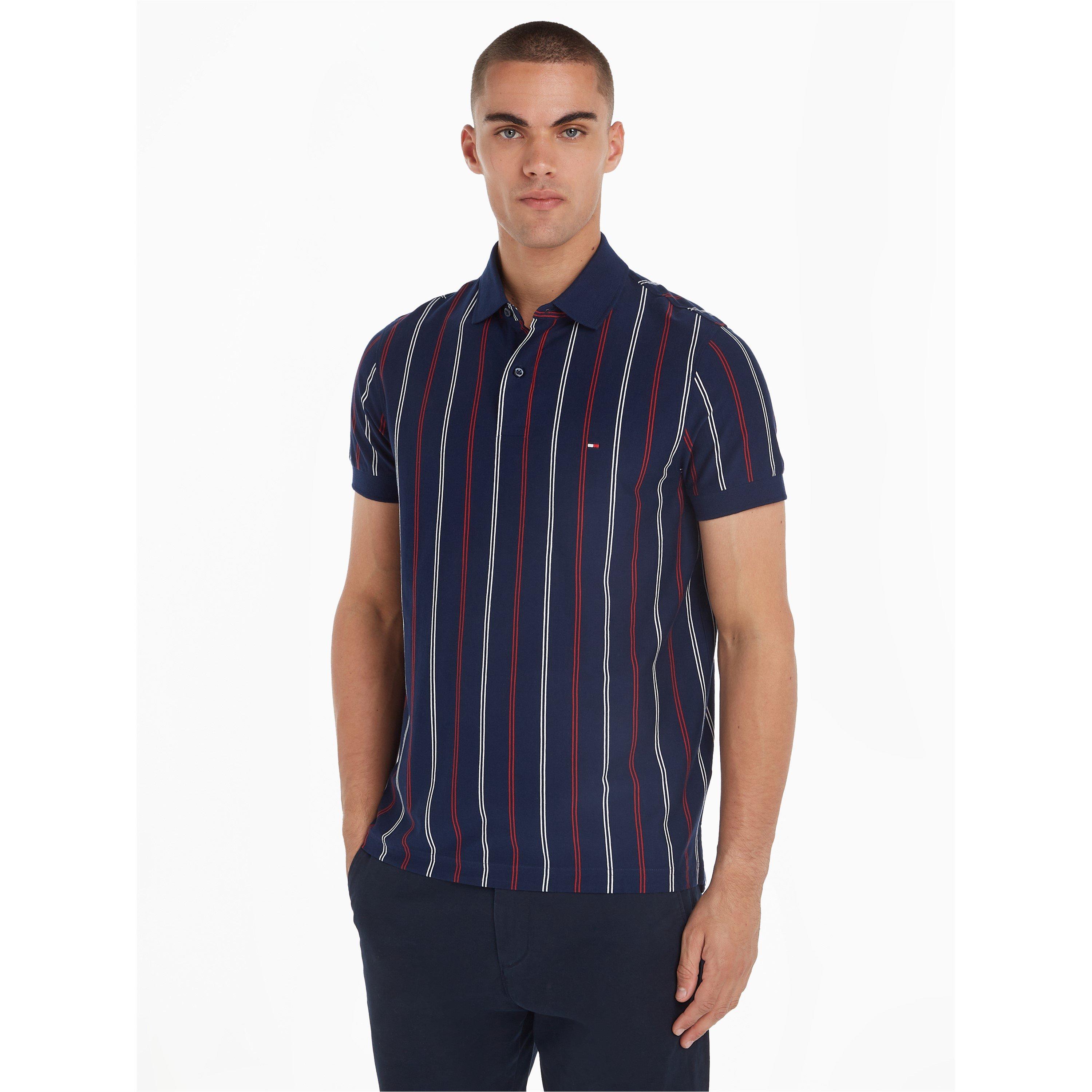 Navy/White - Tommy Hilfiger - Men's Stripe Short-Sleeve Polo Shirt - 2