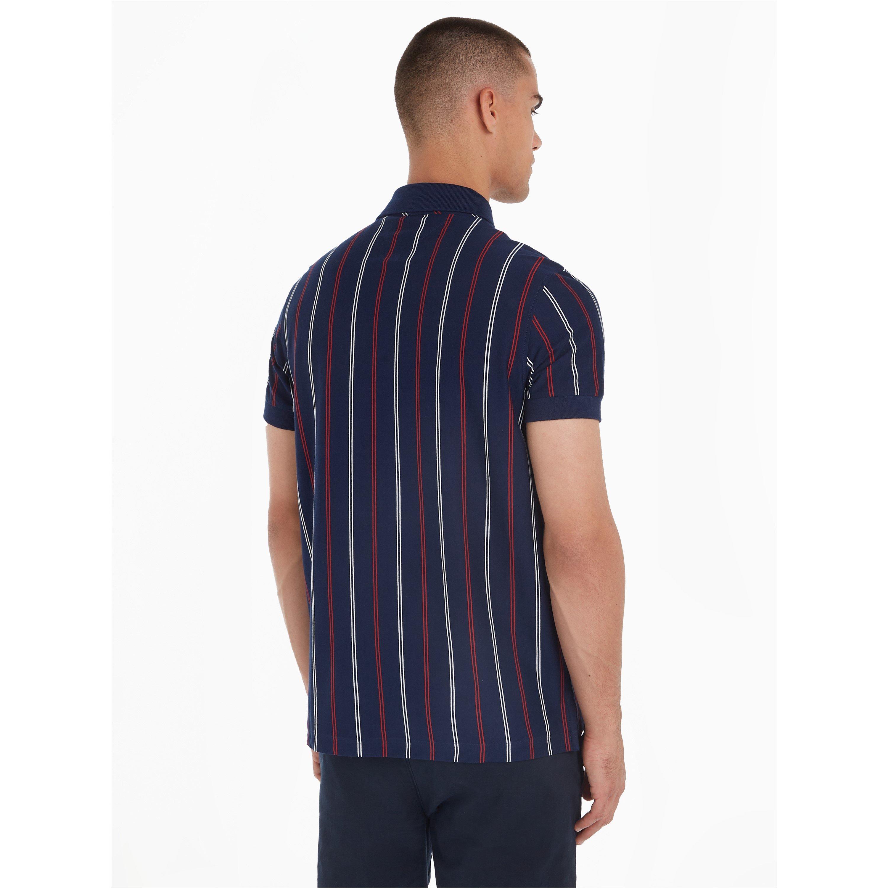 Navy/White - Tommy Hilfiger - Men's Stripe Short-Sleeve Polo Shirt - 3