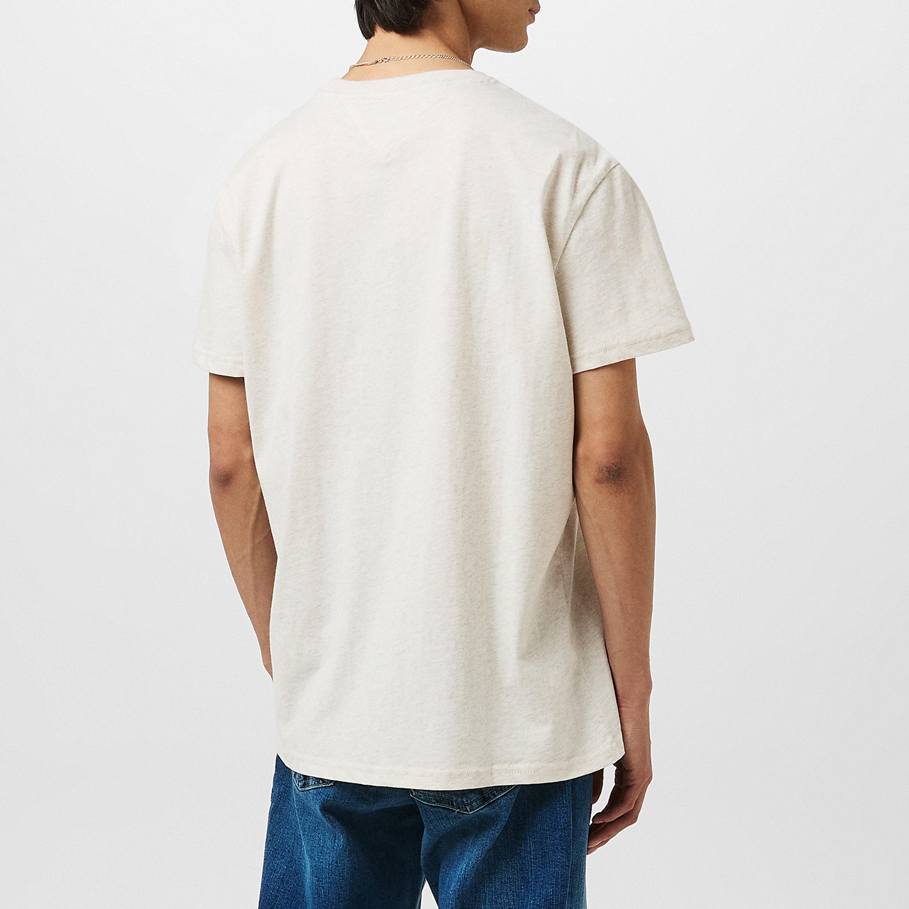 Oat Marl Htr - Tommy Jeans - Men's Linear Logo T-Shirt - 4