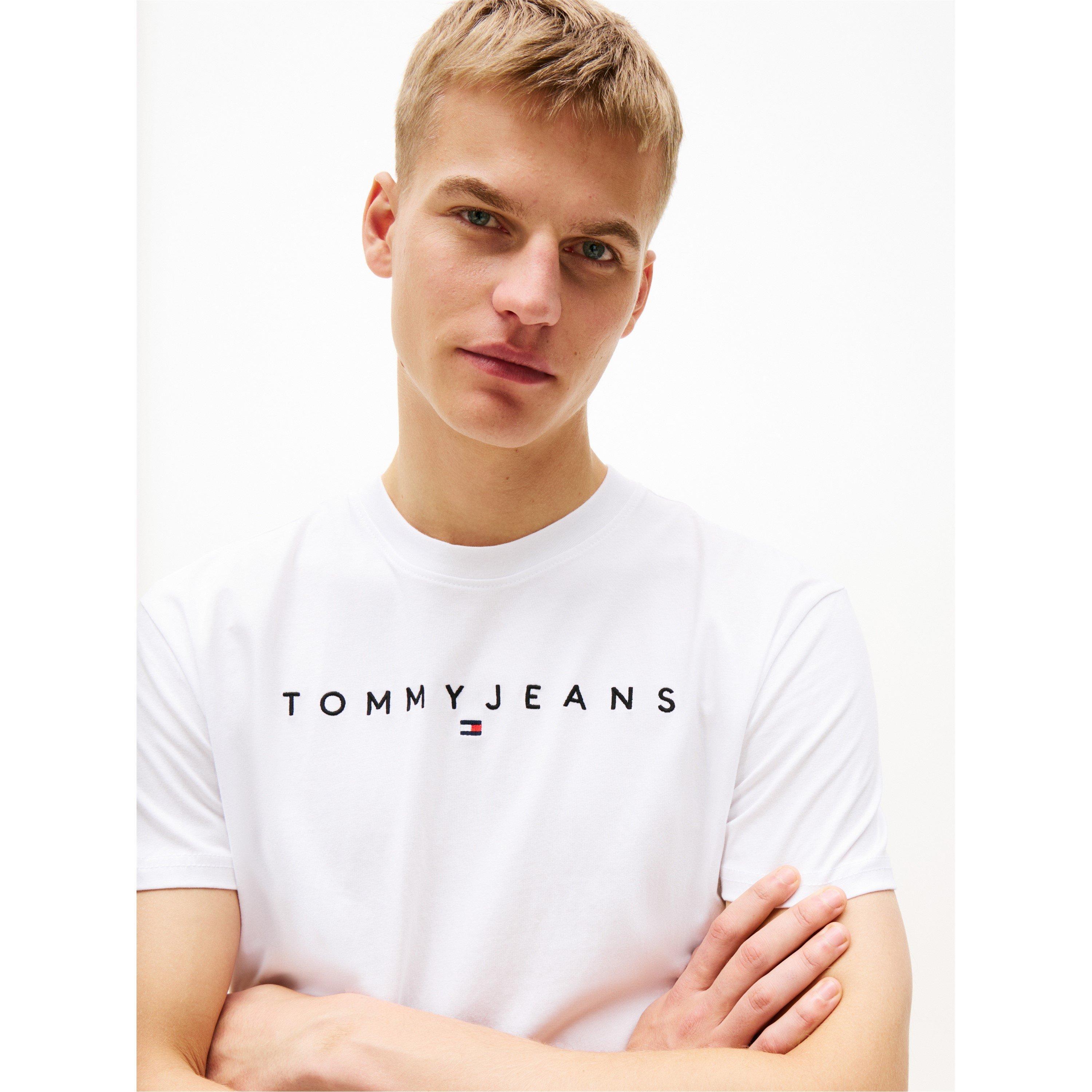 BIJELI V2 - Tommy Jeans - Men's TJM Linear Logo Regular Fit T-Shirt - 9