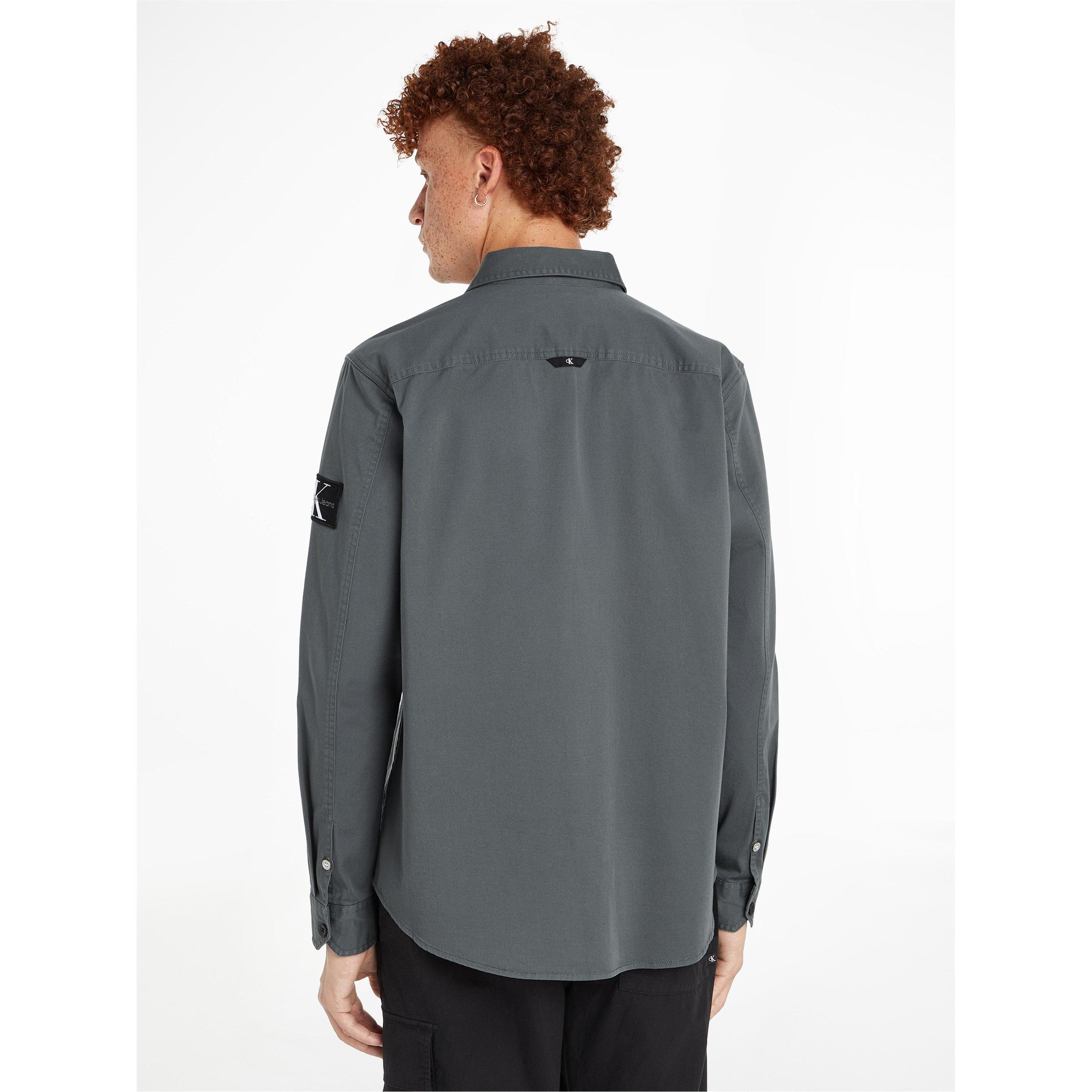 Endless Grey - Calvin Klein Jeans - Men's Monologo Badge Cotton Long Sleeve Overshirt - 3