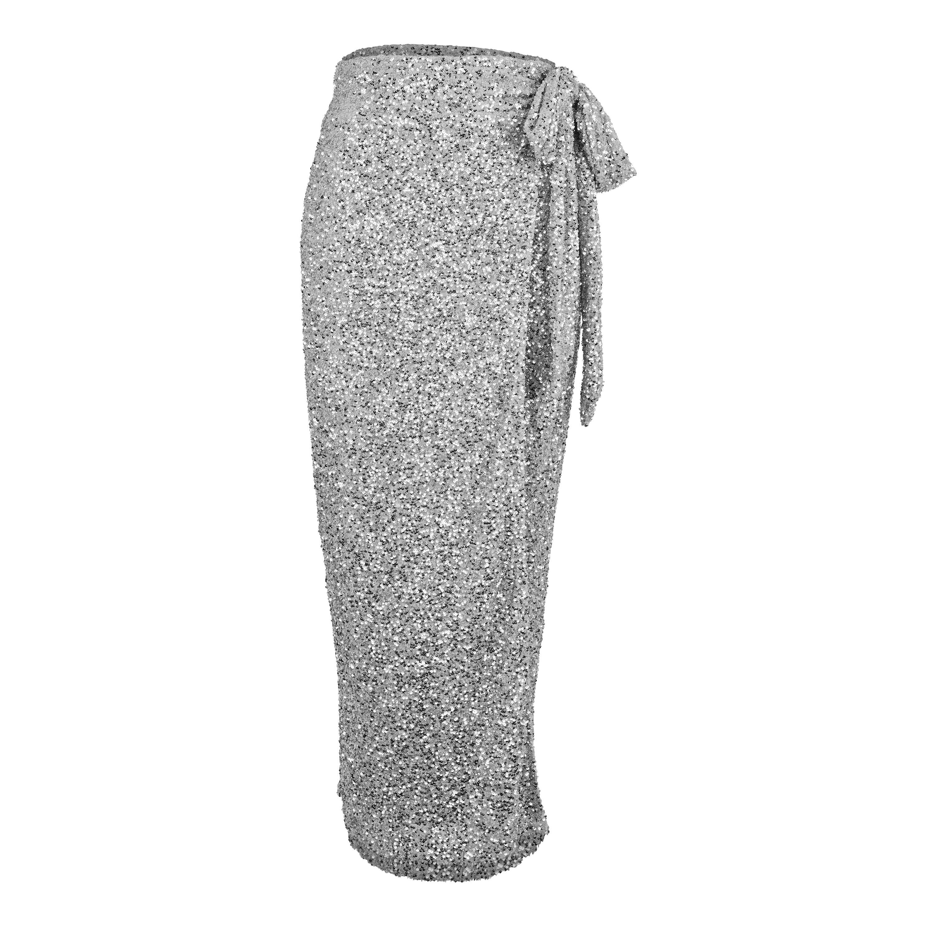 Never Fully Dressed Women's Jaspre Sequin Midi Skirt - Silver - 16 (XL)