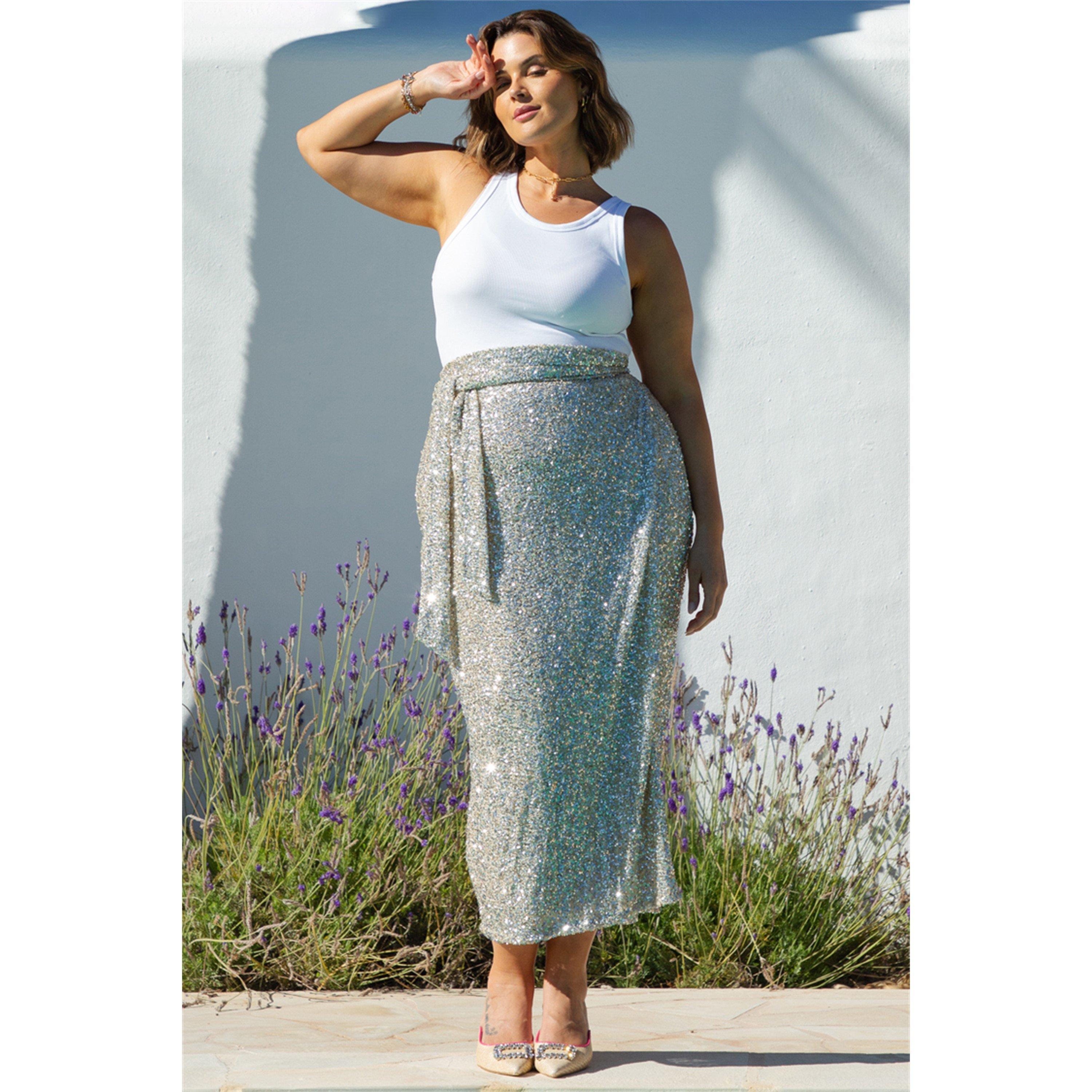 Silver - Never Fully Dressed - Women's Jaspre Sequin Midi Skirt - 5