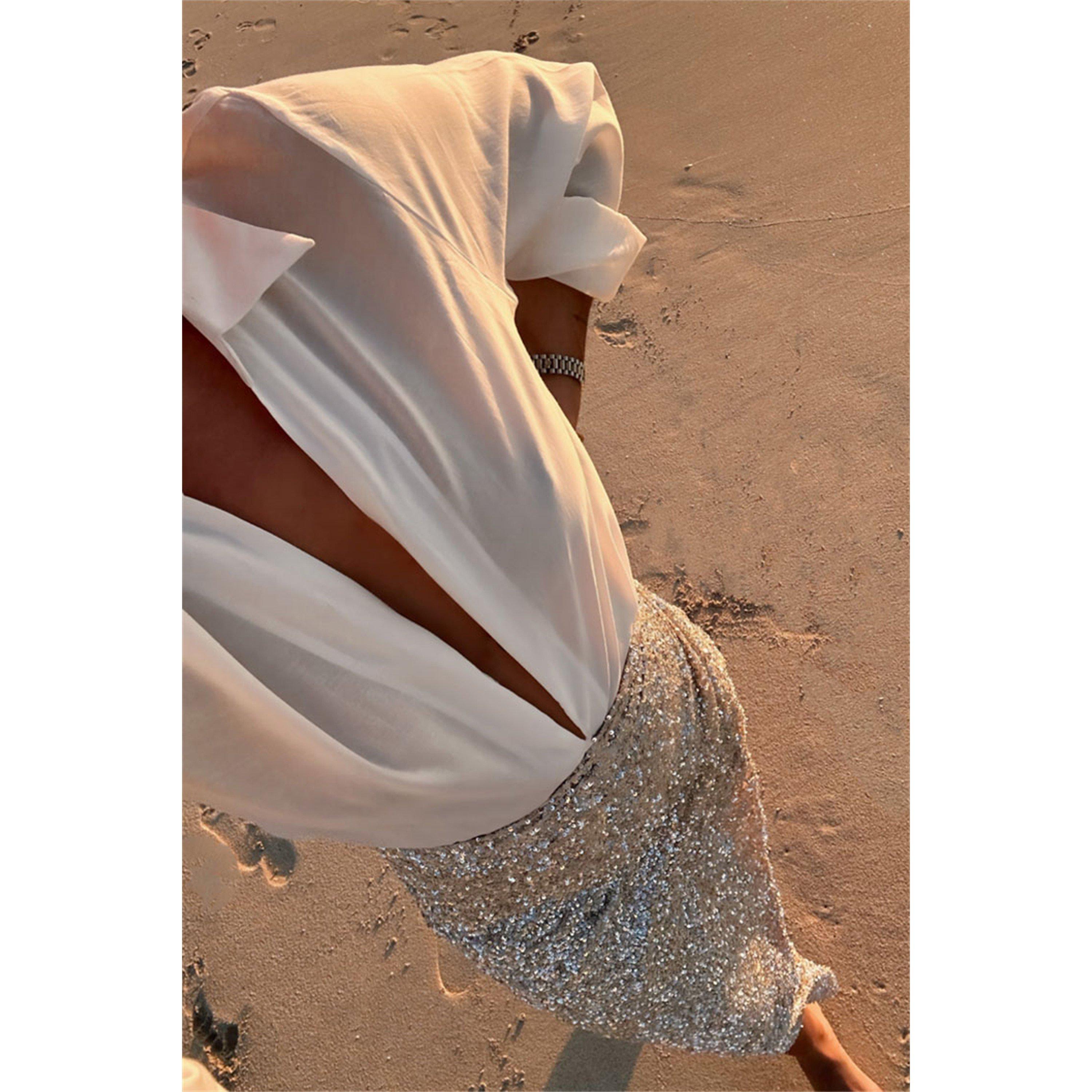 Silver - Never Fully Dressed - Women's Jaspre Sequin Midi Skirt - 6