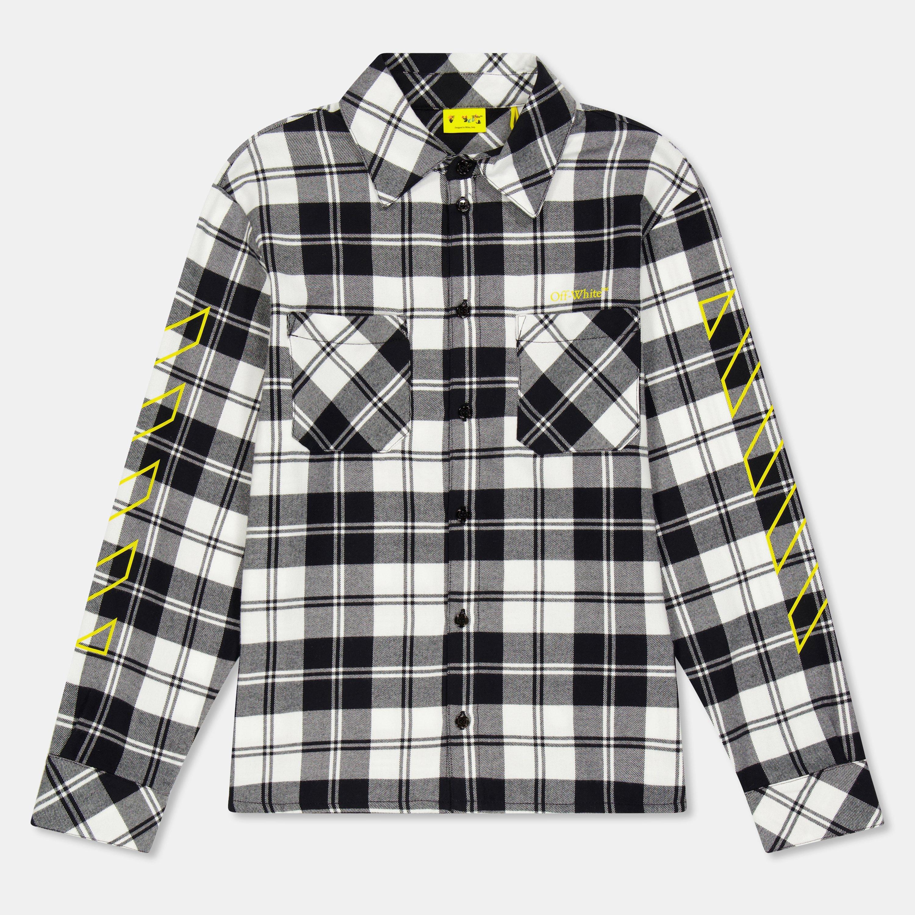 Blk Wht 1018 - Off White - Unisex Kids' Check Long-Sleeve Oxford Shirt - 1
