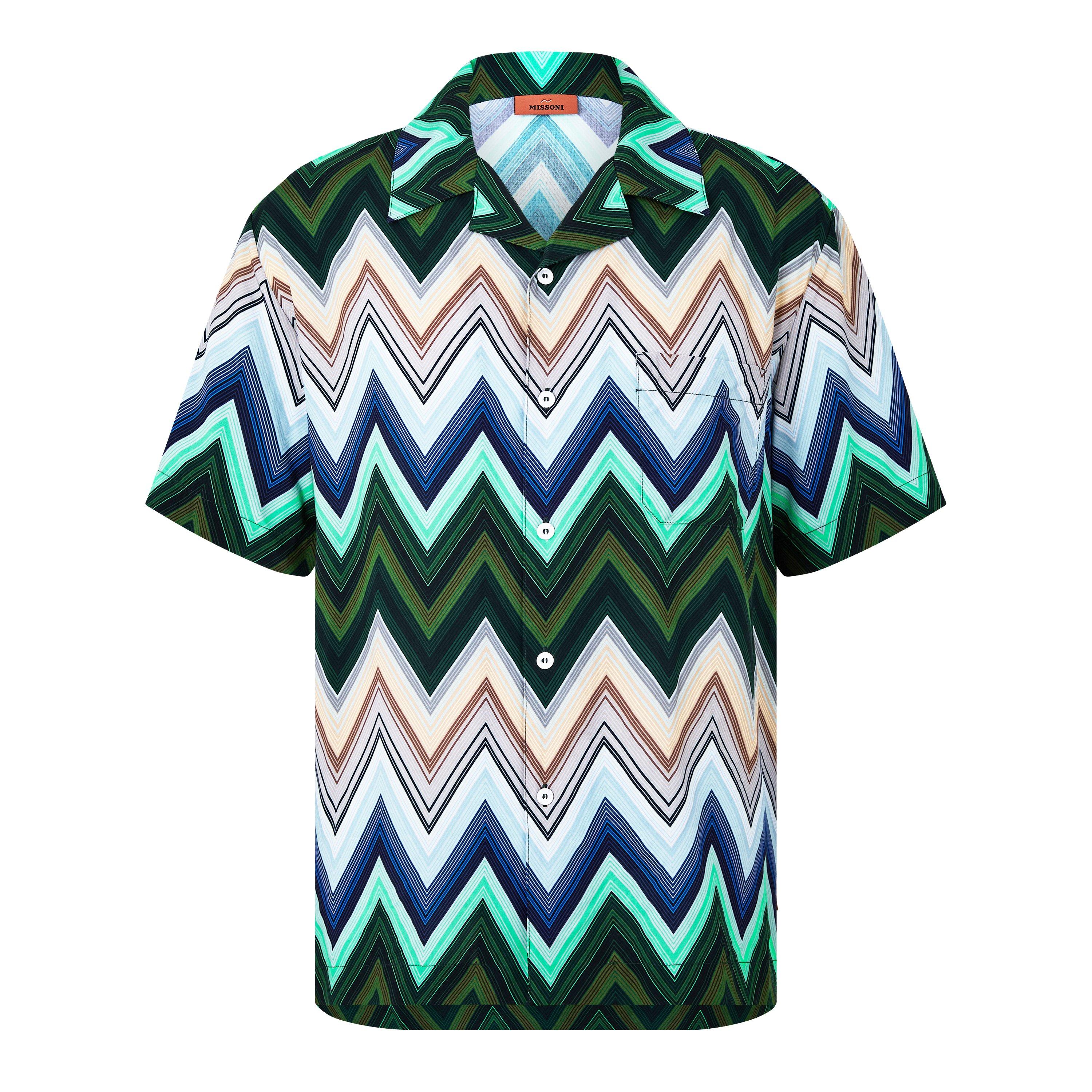 Green SM9LQ - Missoni - Men's Short-Sleeve Patterned Shirt - 5